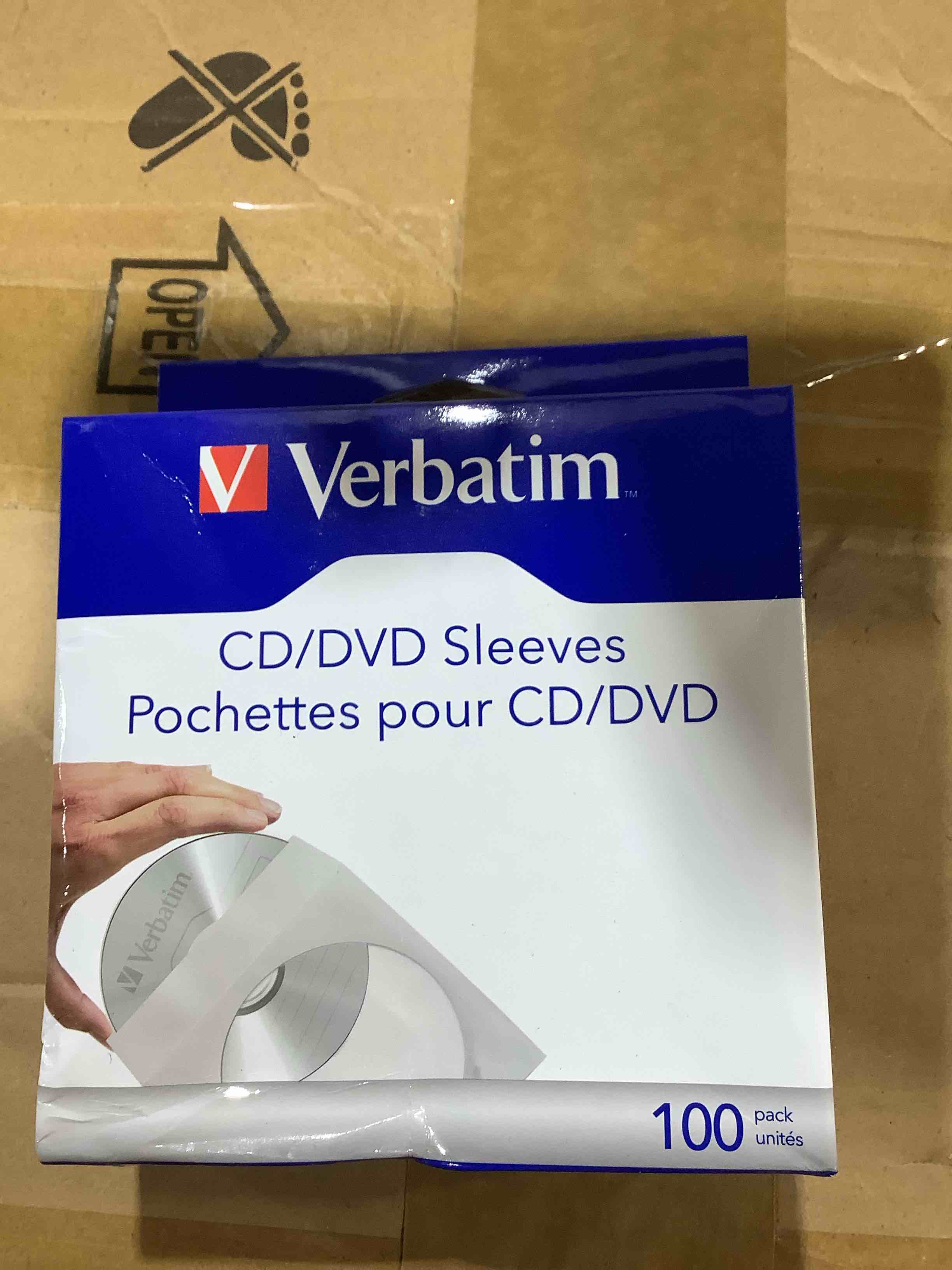 Condition photo showing New/Like New for verbatim® cd/dvd paper storage sleeves white box of 100 sleeves