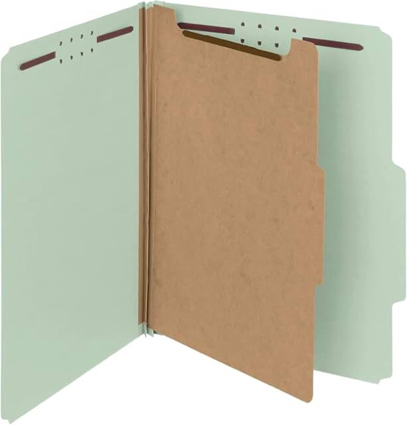 staples 60% recycled heavy duty classification folder 1-dividers 2 expansion letter size gray/green