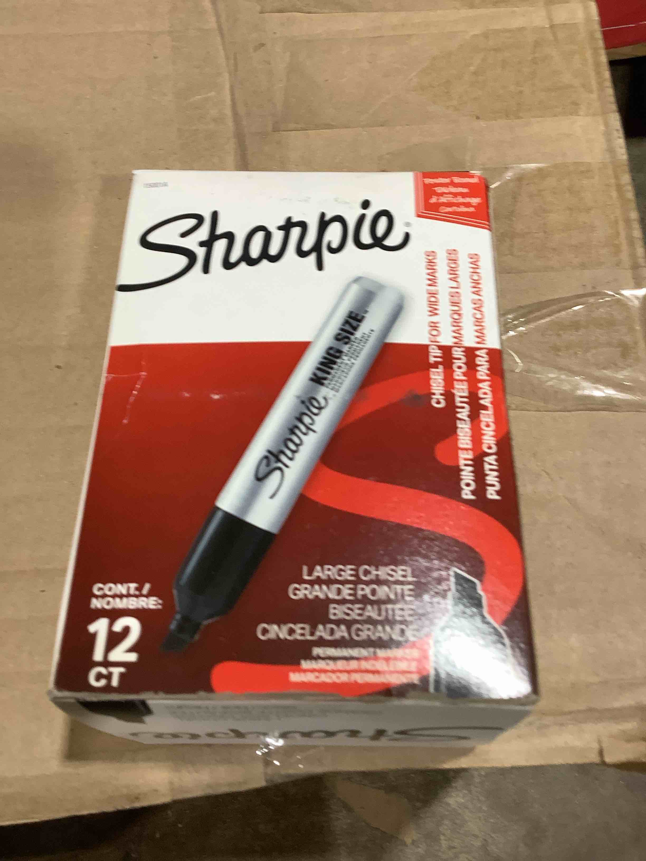 Condition photo showing New/Like New for sharpie king size permanent markers large chisel tip black 12 count