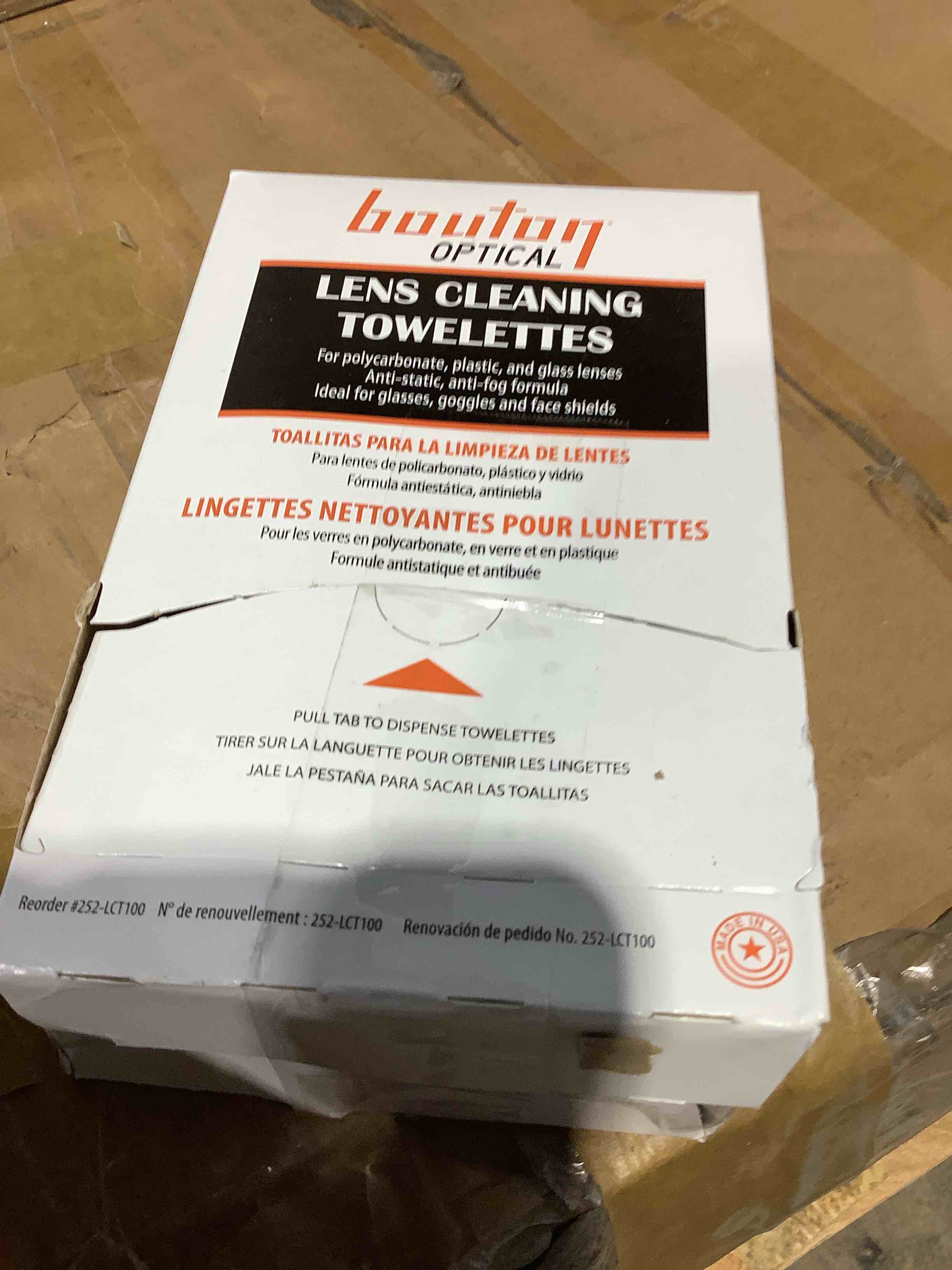 Condition photo showing New/Like New for protective industrial products safety glasses bouton optical white lens cleaning towelette dispenser