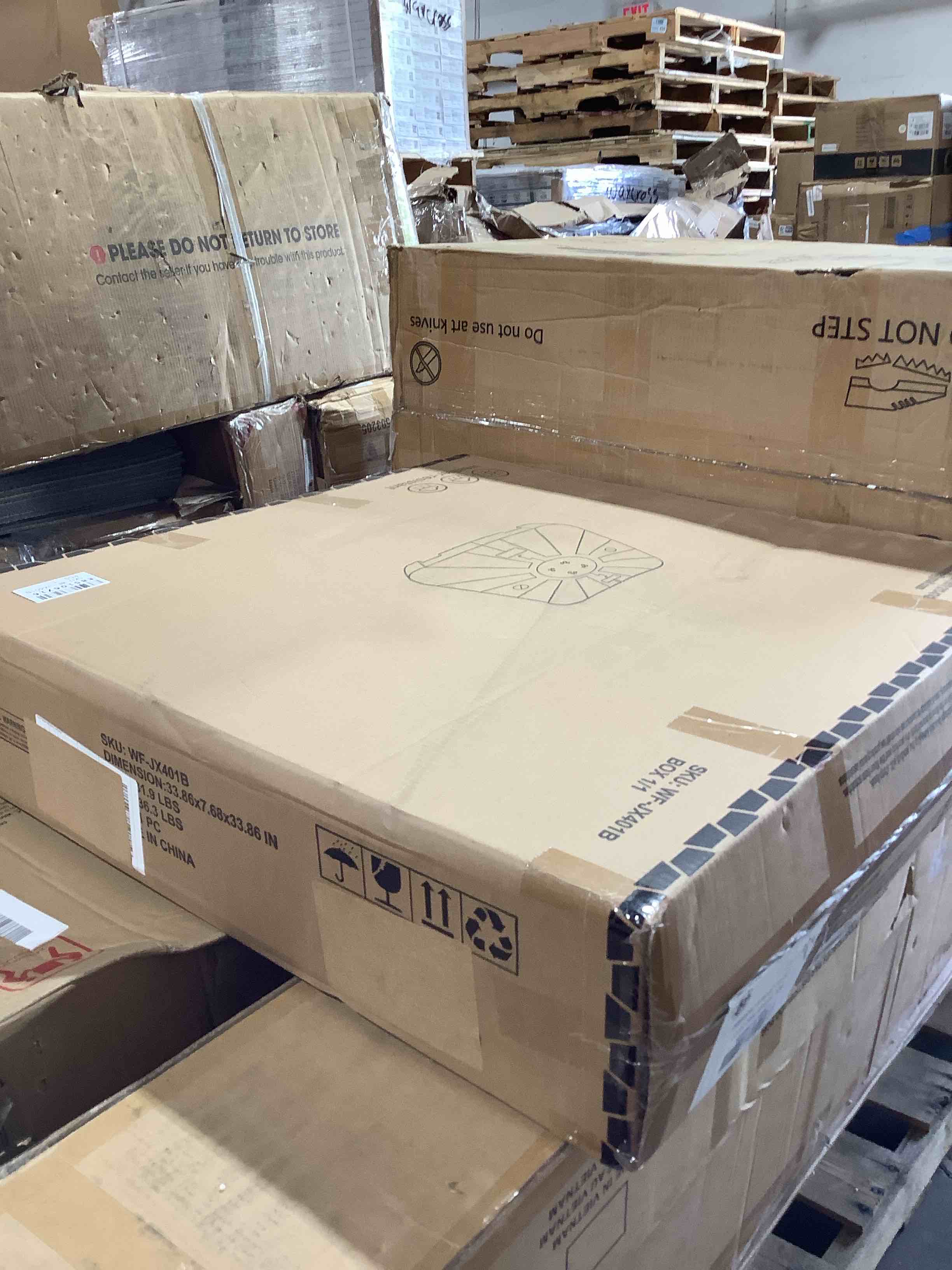 Condition photo showing New/Like New for 1-piece, heavy-duty square patio umbrella base designed specifically for cantilever offset umbrellas with crossbars