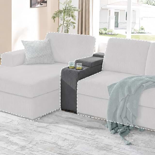 Dark Gray Sofa Console with 2 Cup Holders and Hidden Storage