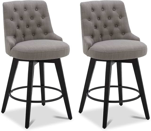 Gray Upholstery Counter Height Swivel Bar Stools, YB-157-01