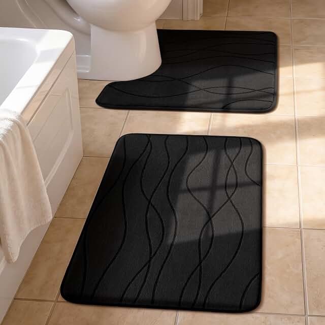 Yihouse Black Bathroom Mat