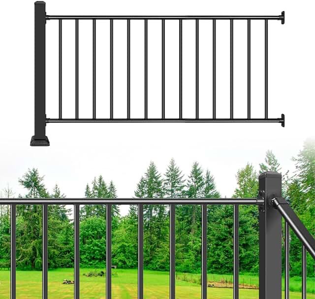 6' Guardrail Section Plus Middle Post, Black