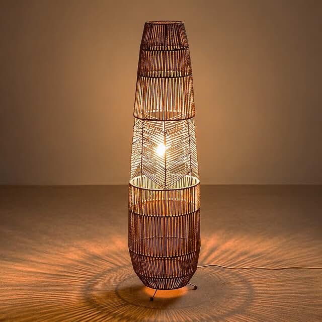 Hand Woven Rattan Floor Lamp