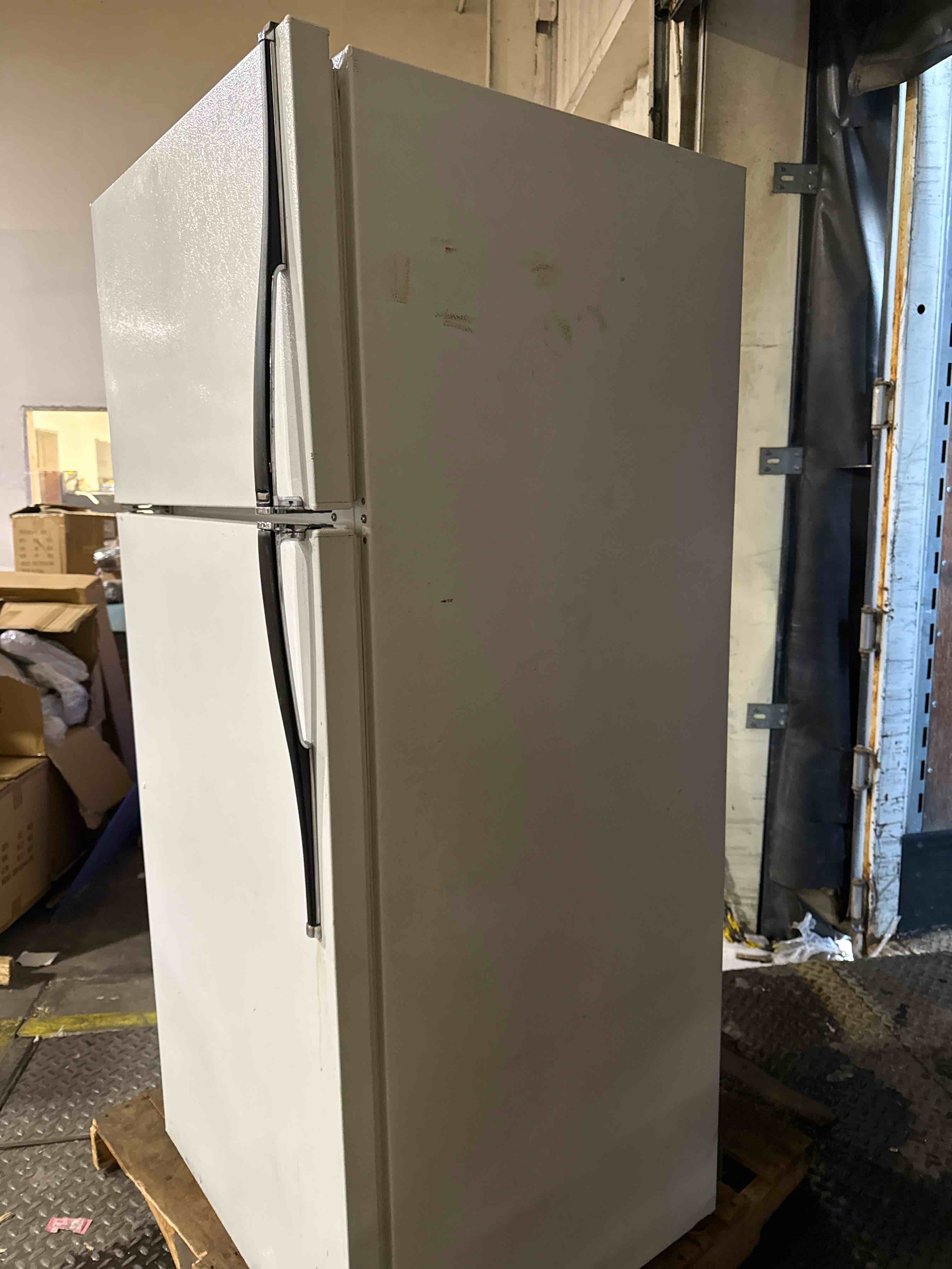 Condition photo showing As Is for RCA Top-Freezer Refrigerator- White 