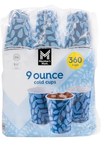 member's mark printed paper bath cold cup (9 oz, 360 ct.)