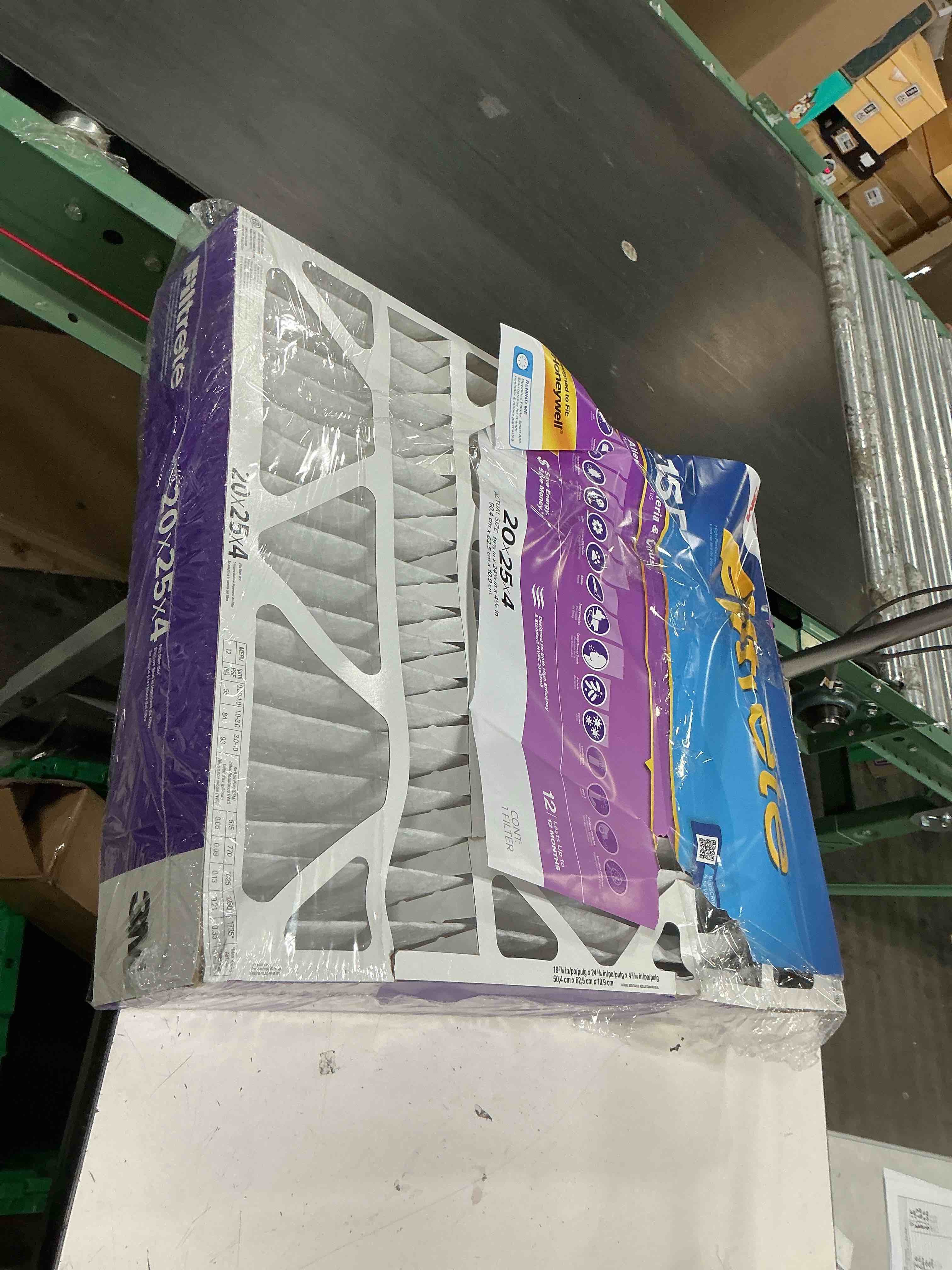Condition photo showing As Is for filtrete 20" x 25" x 4" allergen bacteria and virus air filter 1550 mpr: merv 12 electrostatic for home furnaces