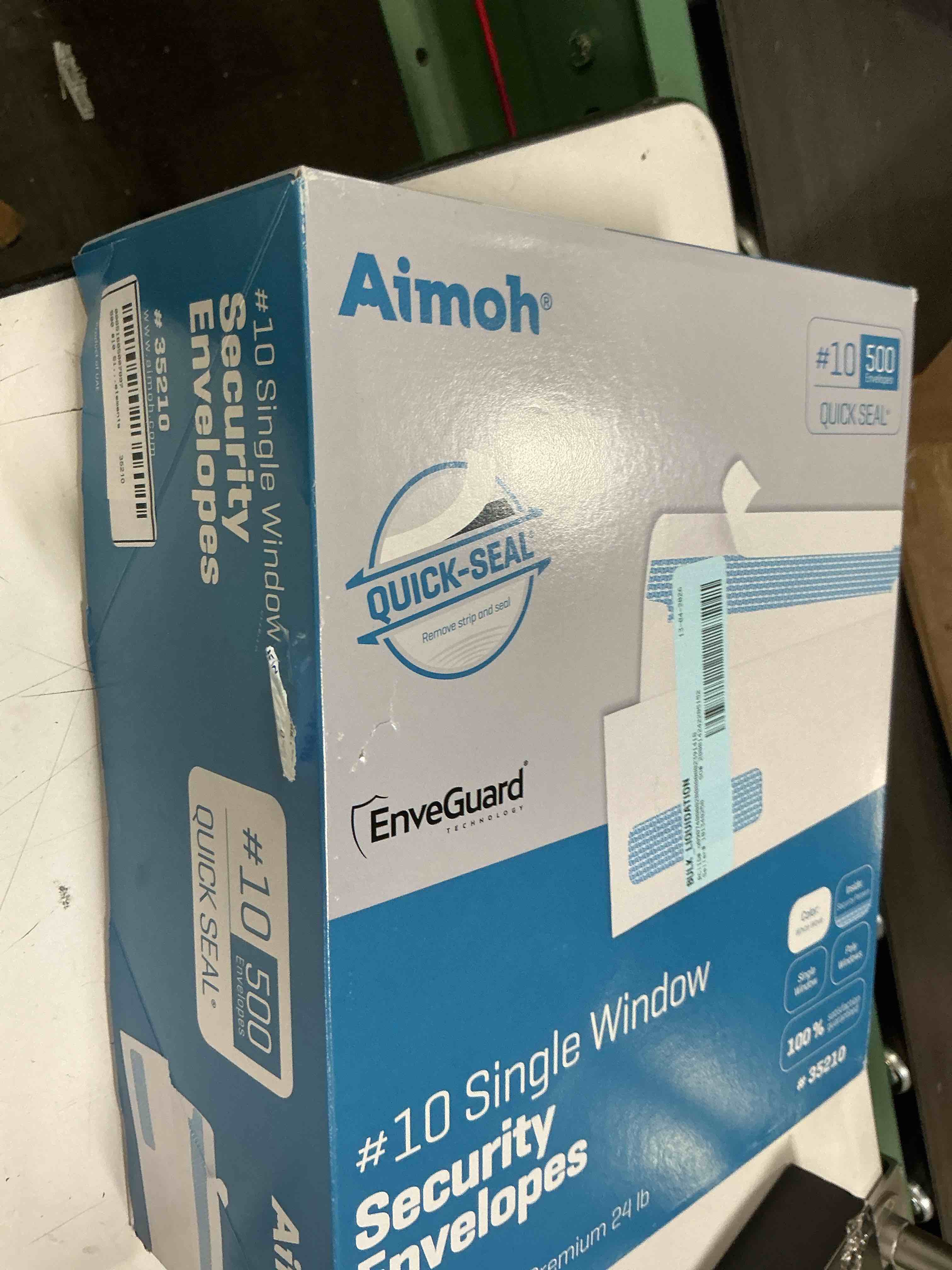 Condition photo showing New/Like New for aimoh self-seal #10 security envelopes  single left window envelopes  white  4-1/8  x 9-1/2   500-count