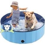 foldable dog bath swimming pool plastic kiddie pool professional tub collapsible grooming bathtub for pets kids baby and toddler, 71 x 12 inches blue