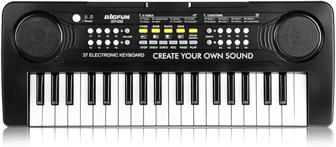 keyboard piano for kids, bigfun 37 keys toddler piano multifunction music educational instrument toy, electronic kids keyboard for 3-7 year old girls and boys (black)