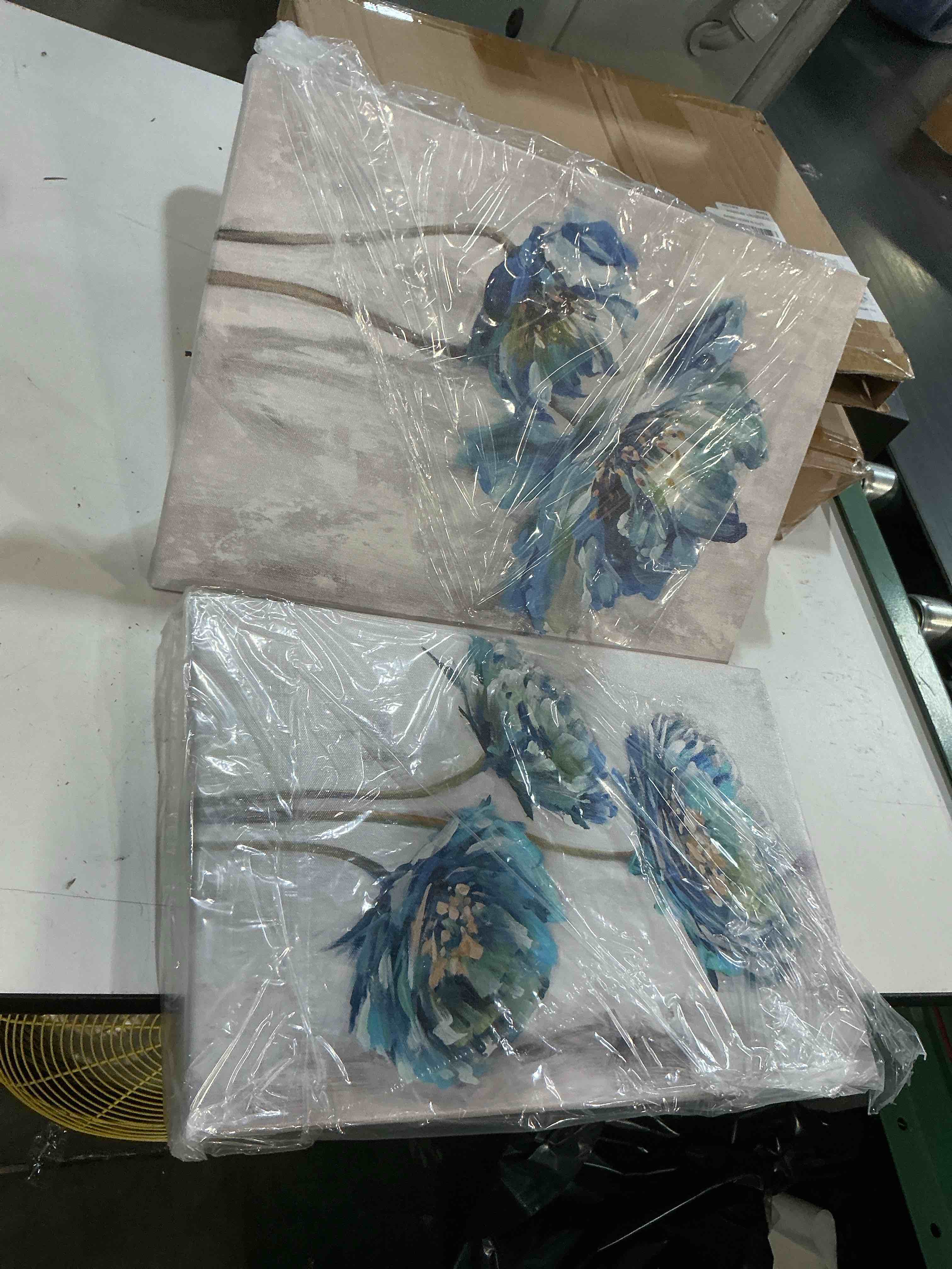 Condition photo showing Good Condition for tar tar studio blue flower artwork canvas picture: floral painting bloom wall art print on canvas for dining room (11''w x 16''h x 2 pcs, multiple sizes/material) canvas 11"x16"x2 pcs(unframed)
