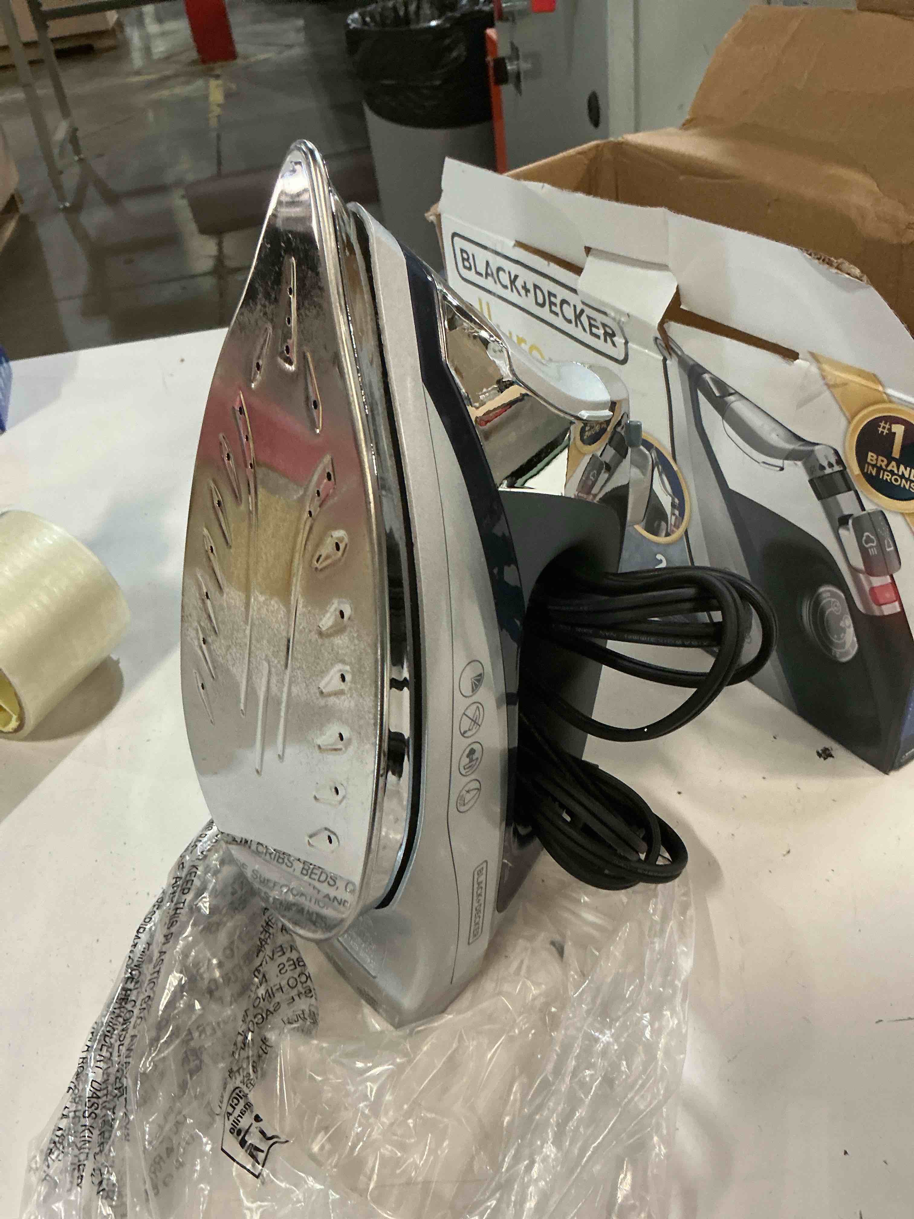 Condition photo showing As Is for black+decker allure professional steam iron, blue, d3030 gray/blue large