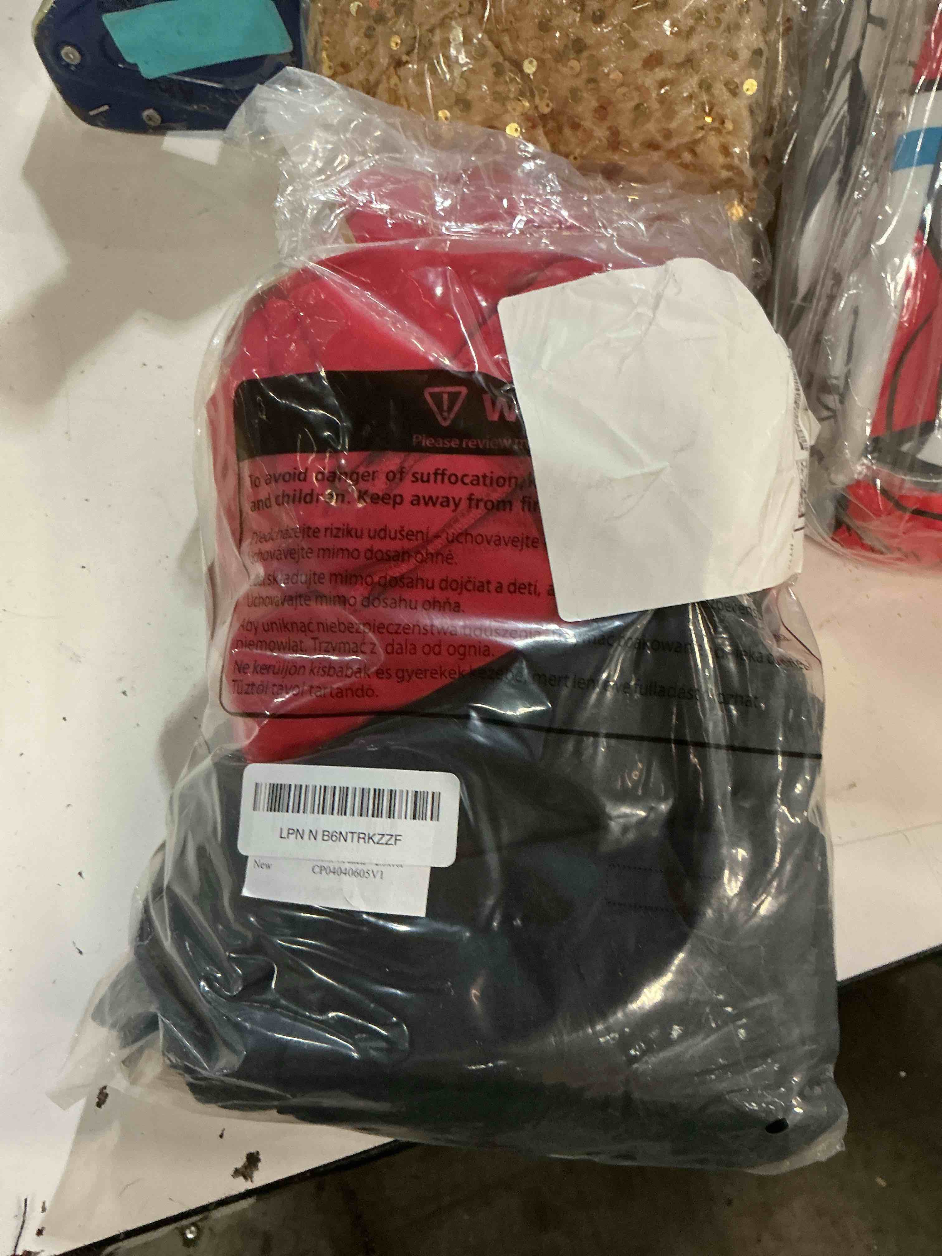 Condition photo showing As Is for 10x10ft black backdrop curtains and red backdrop curtains panels, black and red backdrop drapes for party home decoration supplies, 4 panels * 2.5x10ft 10ftx10ft black,red