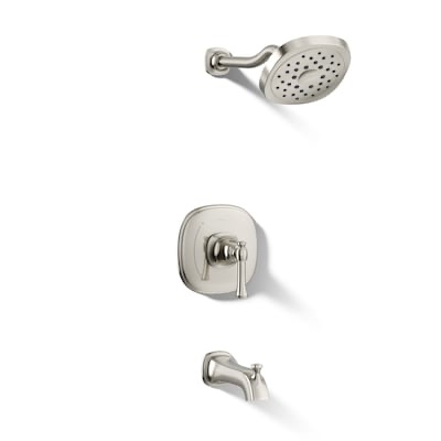 kohler florez rite-temp vibrant polished nickel 1-handle 5.97-in round bathtub and shower faucet