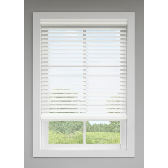 LEVOLOR  Trim+Go 2.5-in Slat Width 43-in x 72-in Cordless White Faux Wood Room Darkening Horizontal Blinds  