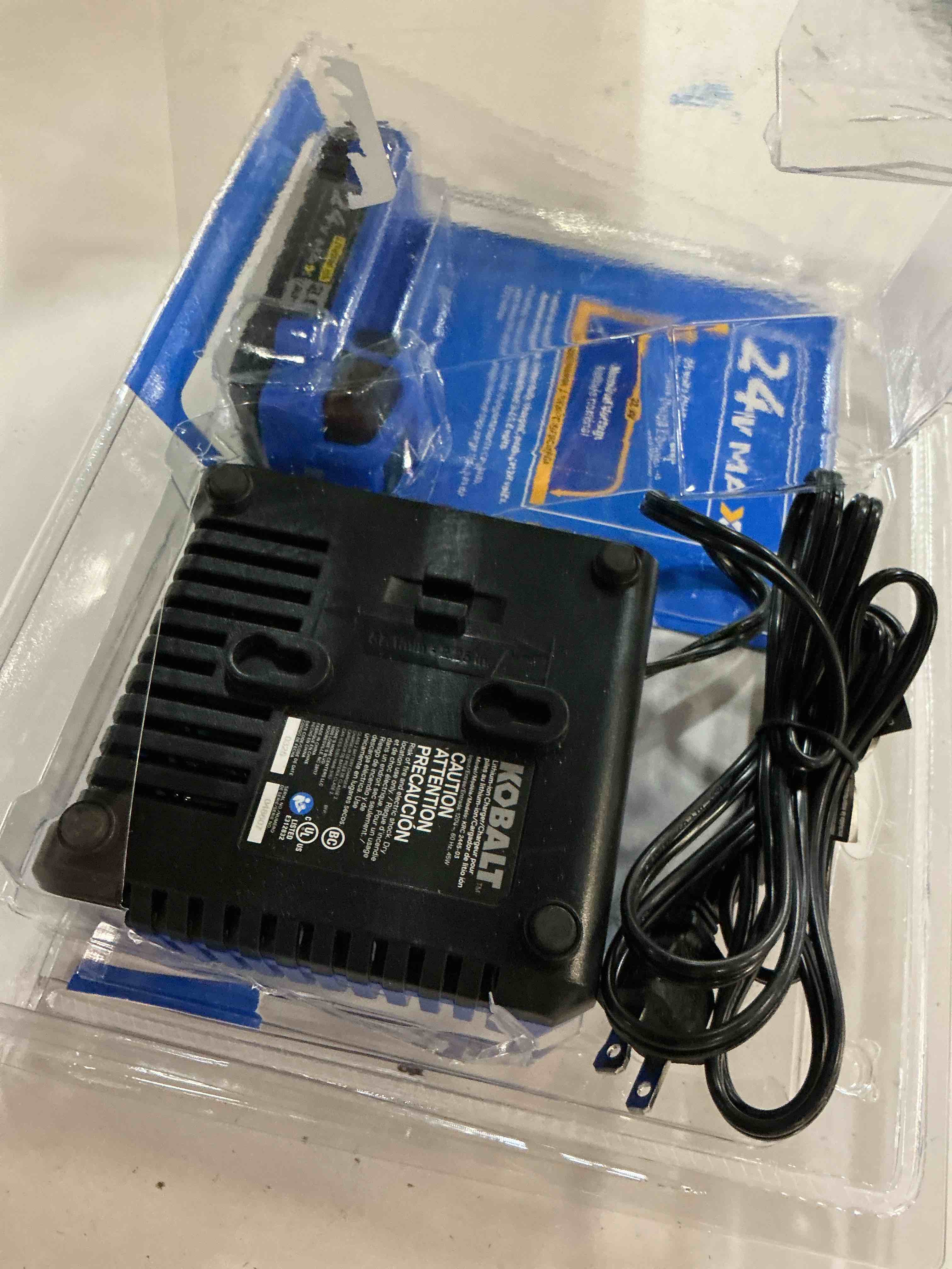 Condition photo showing As Is for kobalt 24v ma.0ah lithium-ion battery & charger kit #5706497-