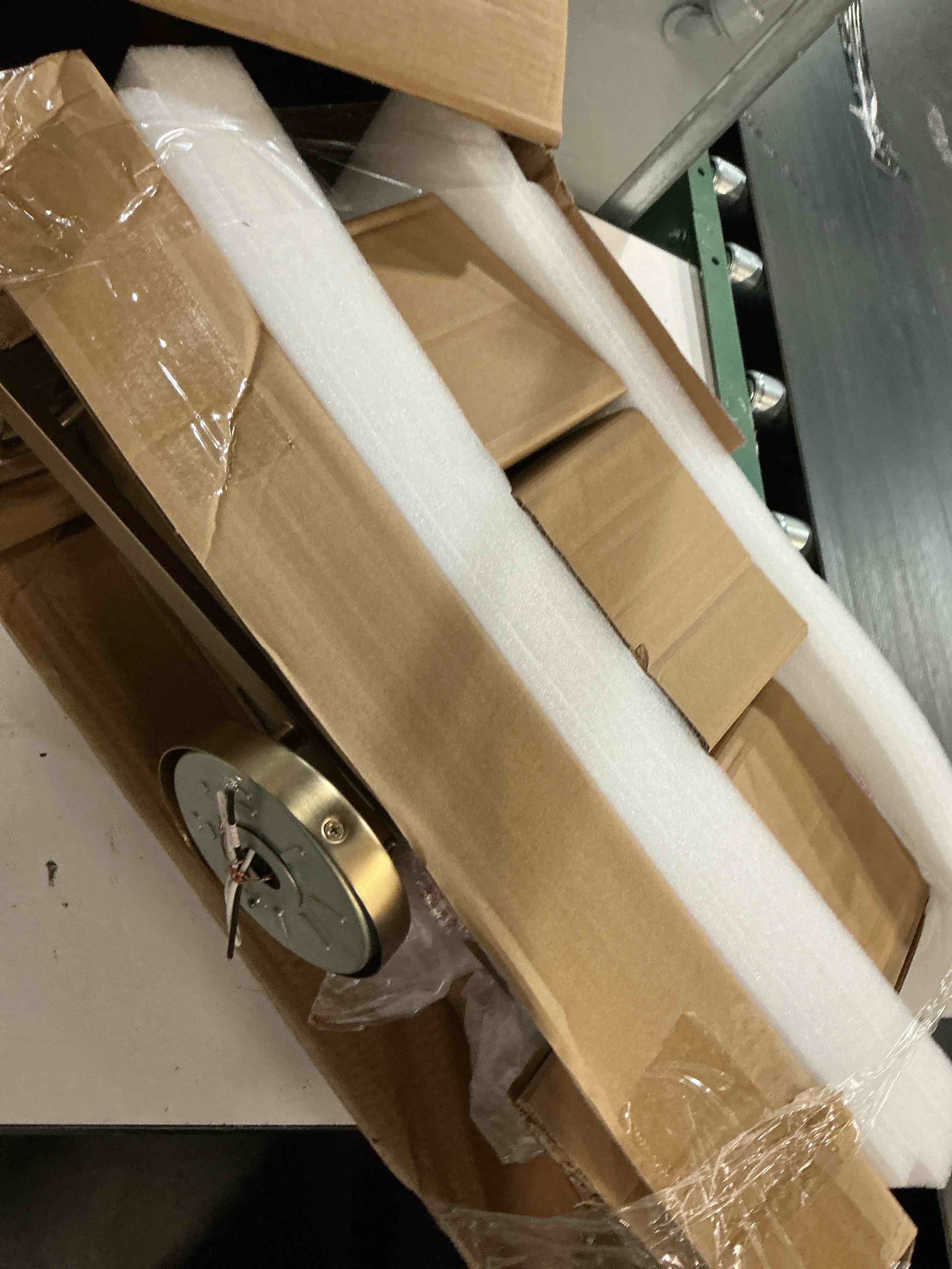 Condition photo showing As Is for  origin 21 zadie 24-in 3 light champagne mid-century bathroom vanity light
