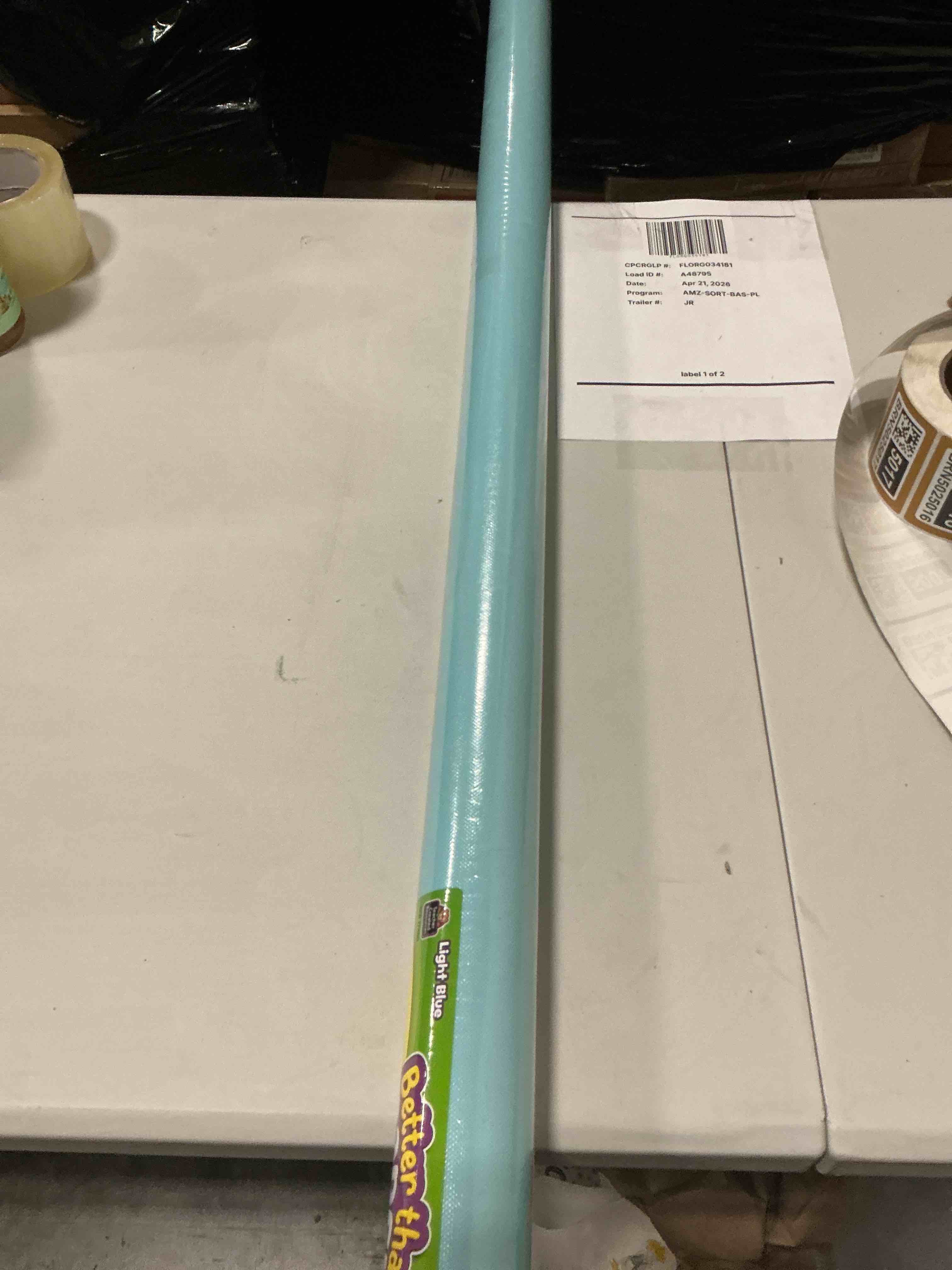 Condition photo showing New/Like New for teacher created resources light blue better than paper bulletin board roll (tcr77450)