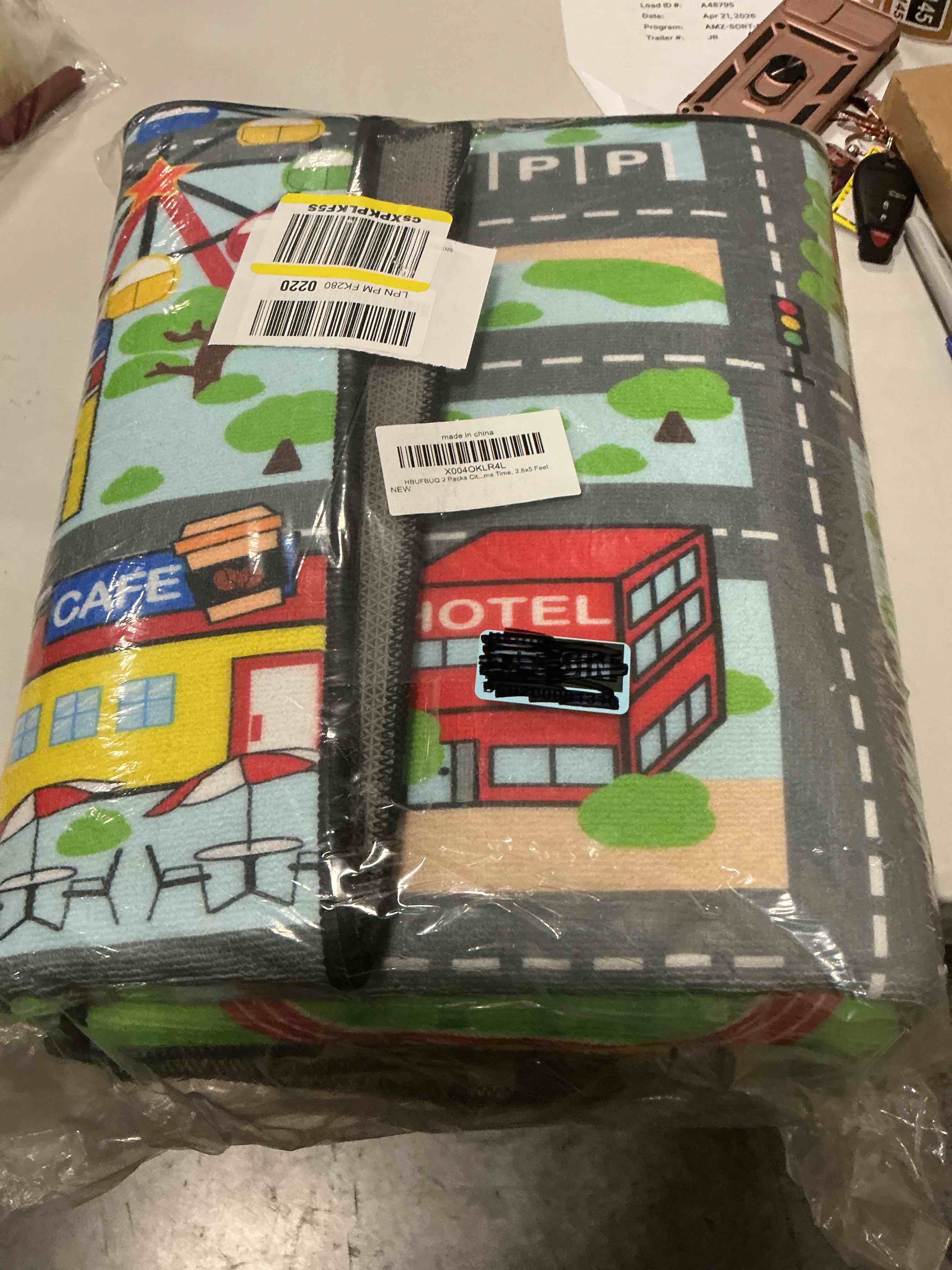 Condition photo showing New/Like New for 2 packs kids rugs for playroom 2.6x5 feet - car rugs for kids toy cars race track carpet with supermarket and hospital scenes road rug for toddlers 2 packs a&b 2'6" x 5' (rectangular)