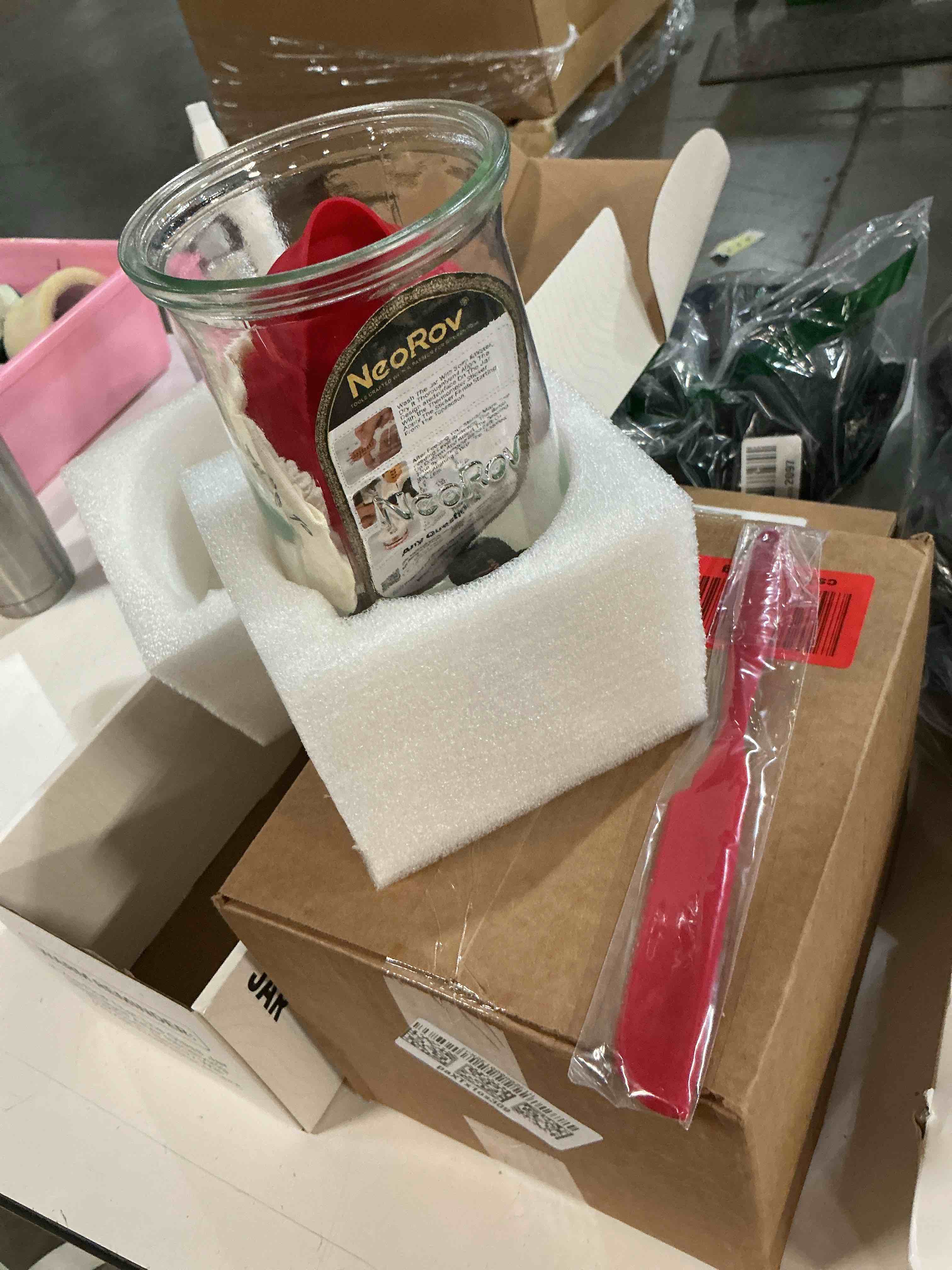 Condition photo showing New/Like New for neorov pro sourdough starter kit - 39 oz glass sourdough starter jar (with cloth lid,silicone base,scraper,date tracker,temp strip) - sourdough bread baking supplies for sour dough bread loaf (red)