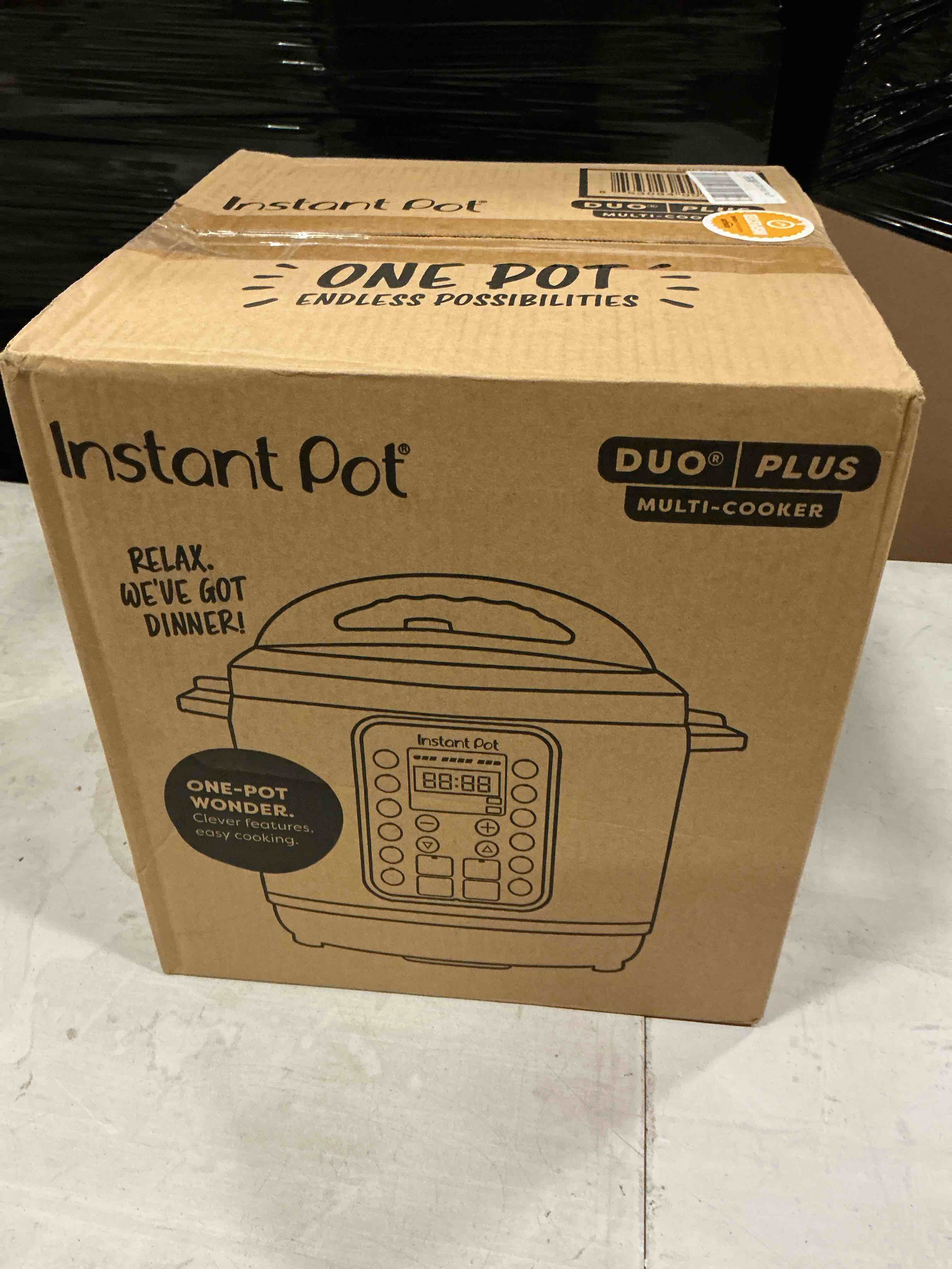 Condition photo showing New/Like New for instant pot duo plus 9-in-1 multicooker, pressure cooker, slow cook, rice maker, steamer, sauté, yogurt, warmer & sterilizer, includes app with over 800 recipes, stainless steel, 6 quarts