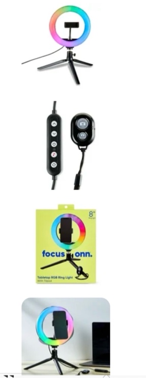 onn 8" Tabletop RGB LED Ring Light with Tripod