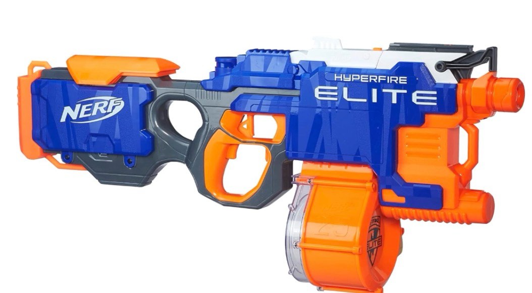 nerf hyperfire motorized elite blaster, 25-dart drum, fires up to 5 darts per second, includes 25 official elite darts (amazon exclusive)