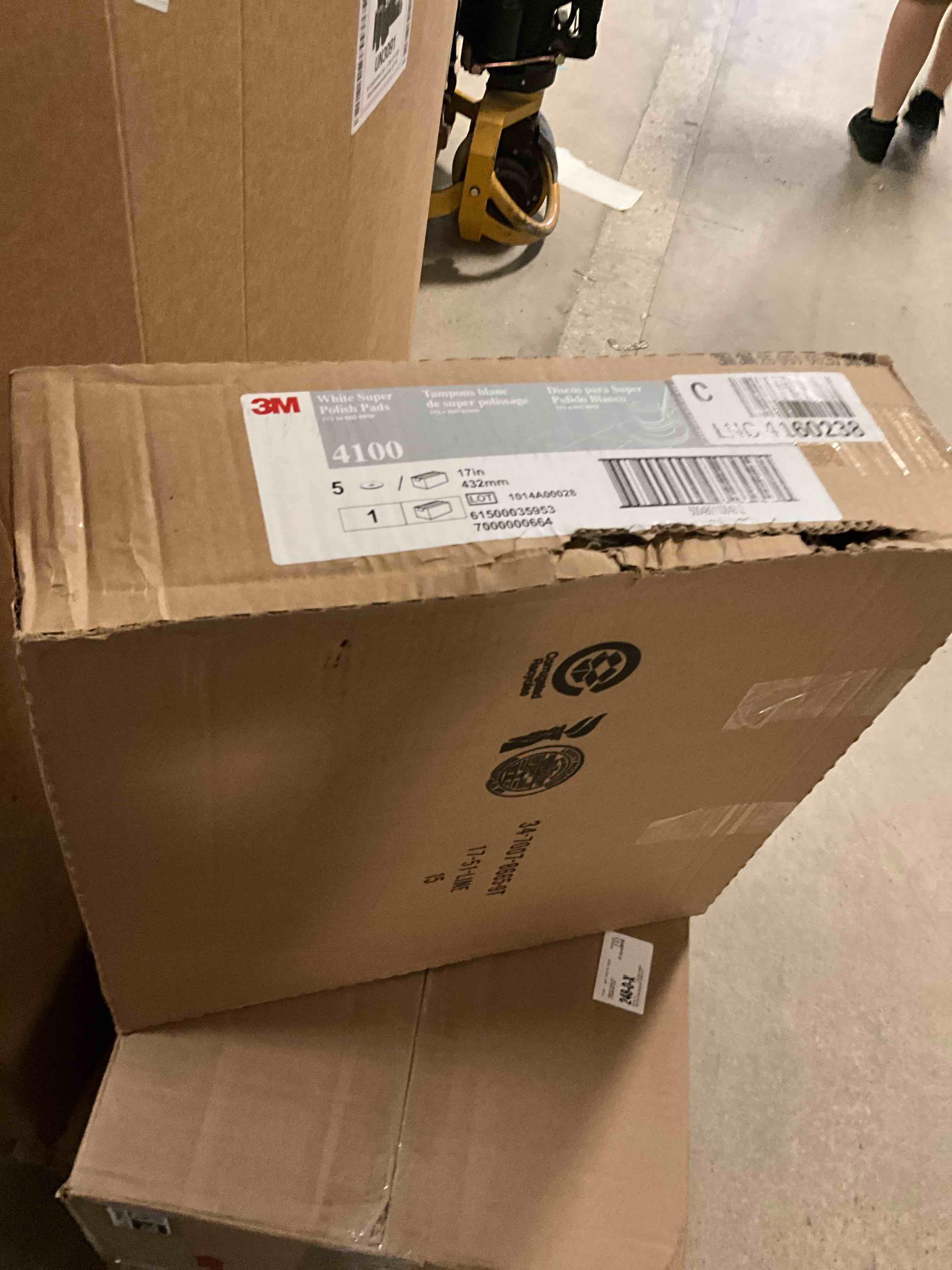 3m Super White Polish Pad 4100 - 17  Diameter - 5pc /carton - Polyester Fiber - White (MMM08481)