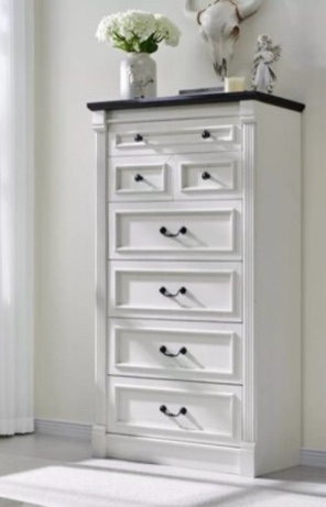 DecorUHome Tall Dresser with 7 Drawers Farmhouse Chest of Drawers Storage Cabine