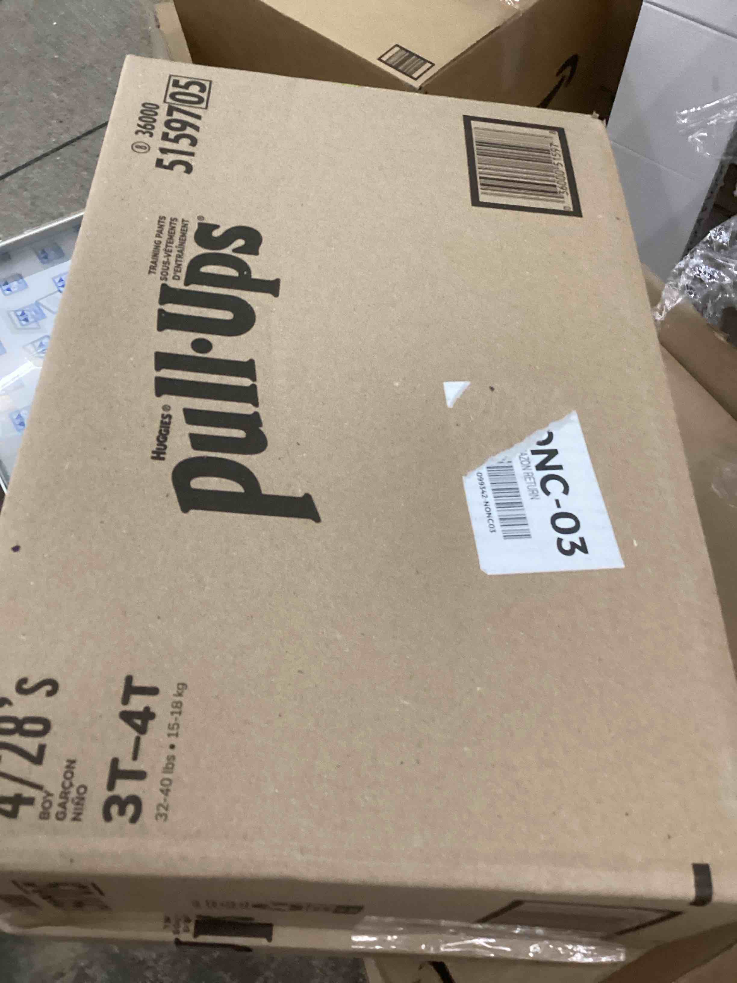 Condition photo showing New/Like New for Pull-Ups Boys' Potty Training Pants, Size 3T-4T Training Underwear (32-40 lbs), 112 Count (4 Packs of 28), Packaging May Vary 3T-4T 112