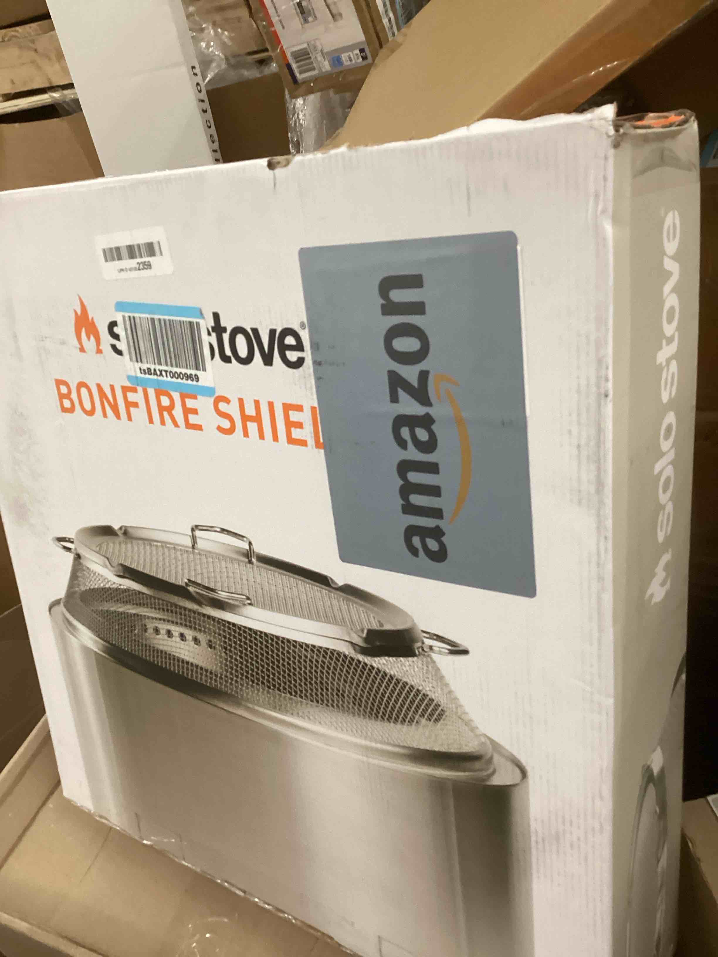 Condition photo showing New/Like New for Solo Stove Bonfire Shield - Durable Stainless Steel Spark Protector Mesh Screen for Fire Pits, Keeps Pops and Hot Embers Contained for Safe Outdoor Fires, Includes Shield Removal Tools