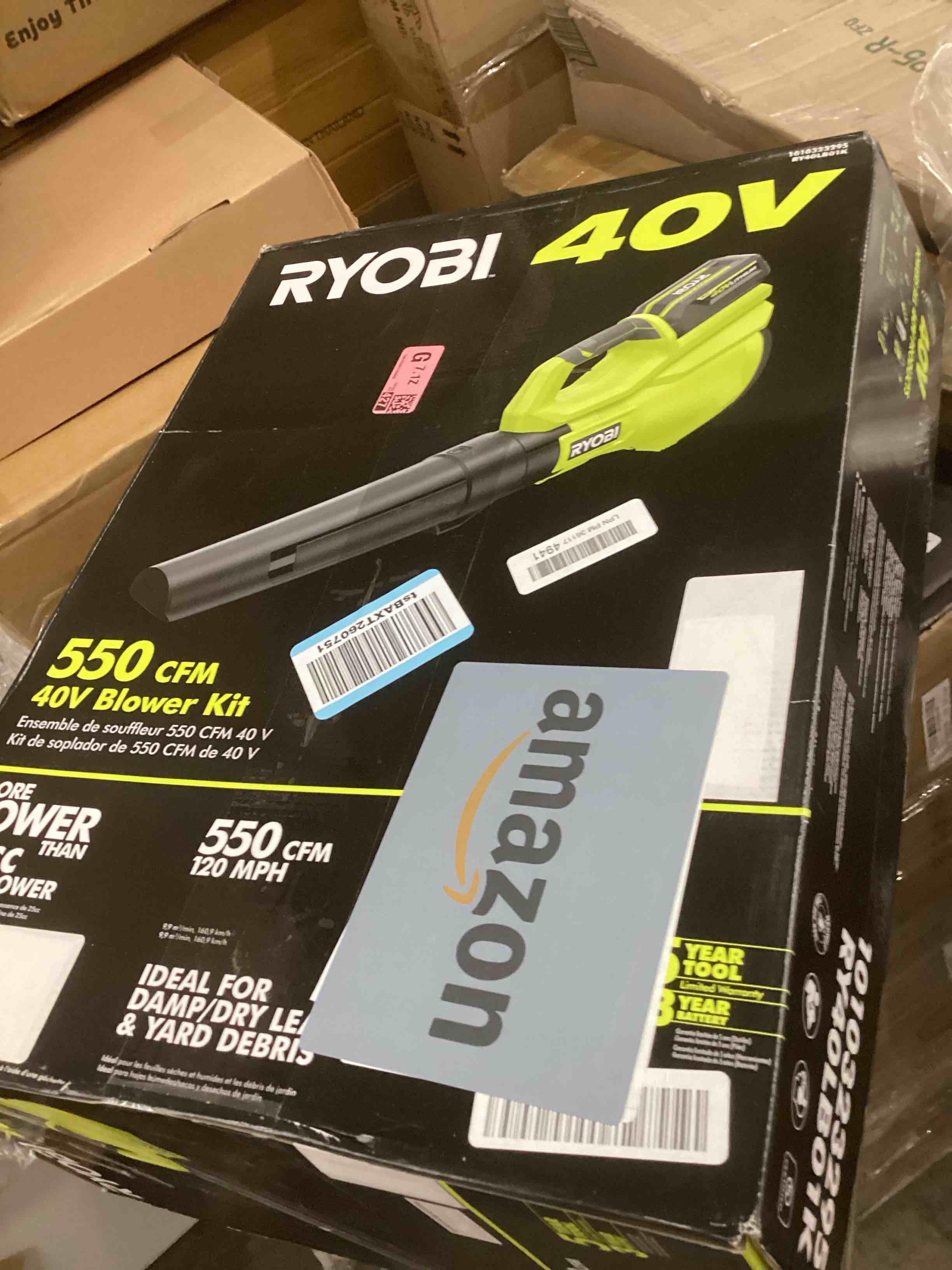 Condition photo showing Good Condition for RYOBI 40V 120 MPH 550 CFM Cordless Battery Leaf Blower Tool ONLY RY40LB01B