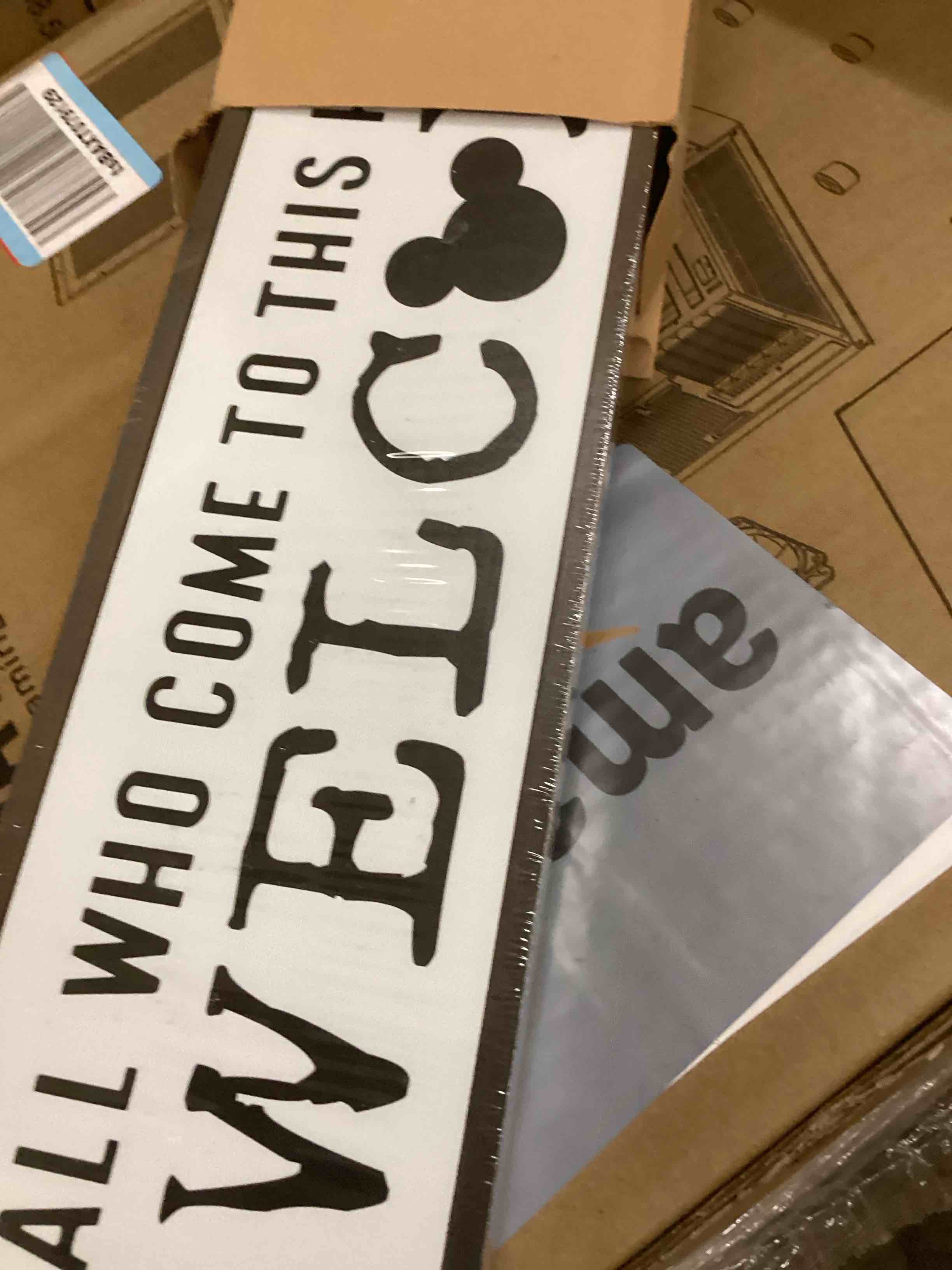 Condition photo showing New/Like New for Disney, Disney Addict, Welcome Sign, Wall Table Shelf Decoration, Home Decor for Front Door, Porch Hanging Signs Decor for Indoor Outdoor, Hanging Framed Wood Sign, To All Who Come To This Happy Place 08 Disney 8