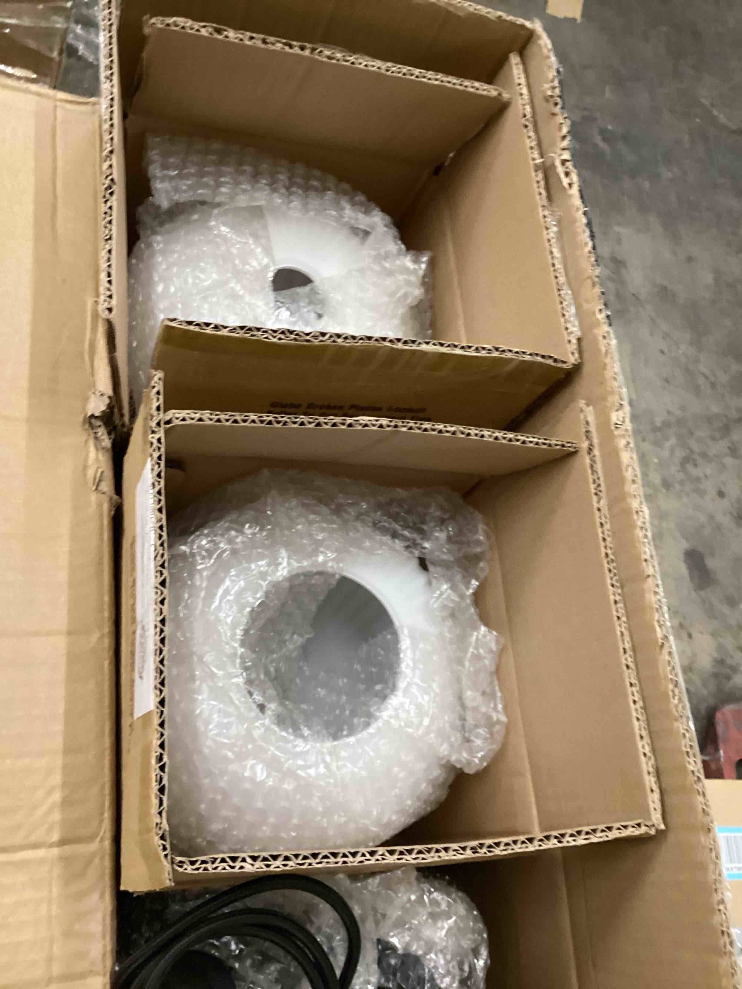 Condition photo showing Good Condition for KCO Lighting Milk Glass Globe Pendant Light Kitchen Island Mid Century Black Pendant Light Modern Farmhouse Hanging Pendant Lighting Large Industrial Round Hanging Light (2 Pack) Black-B