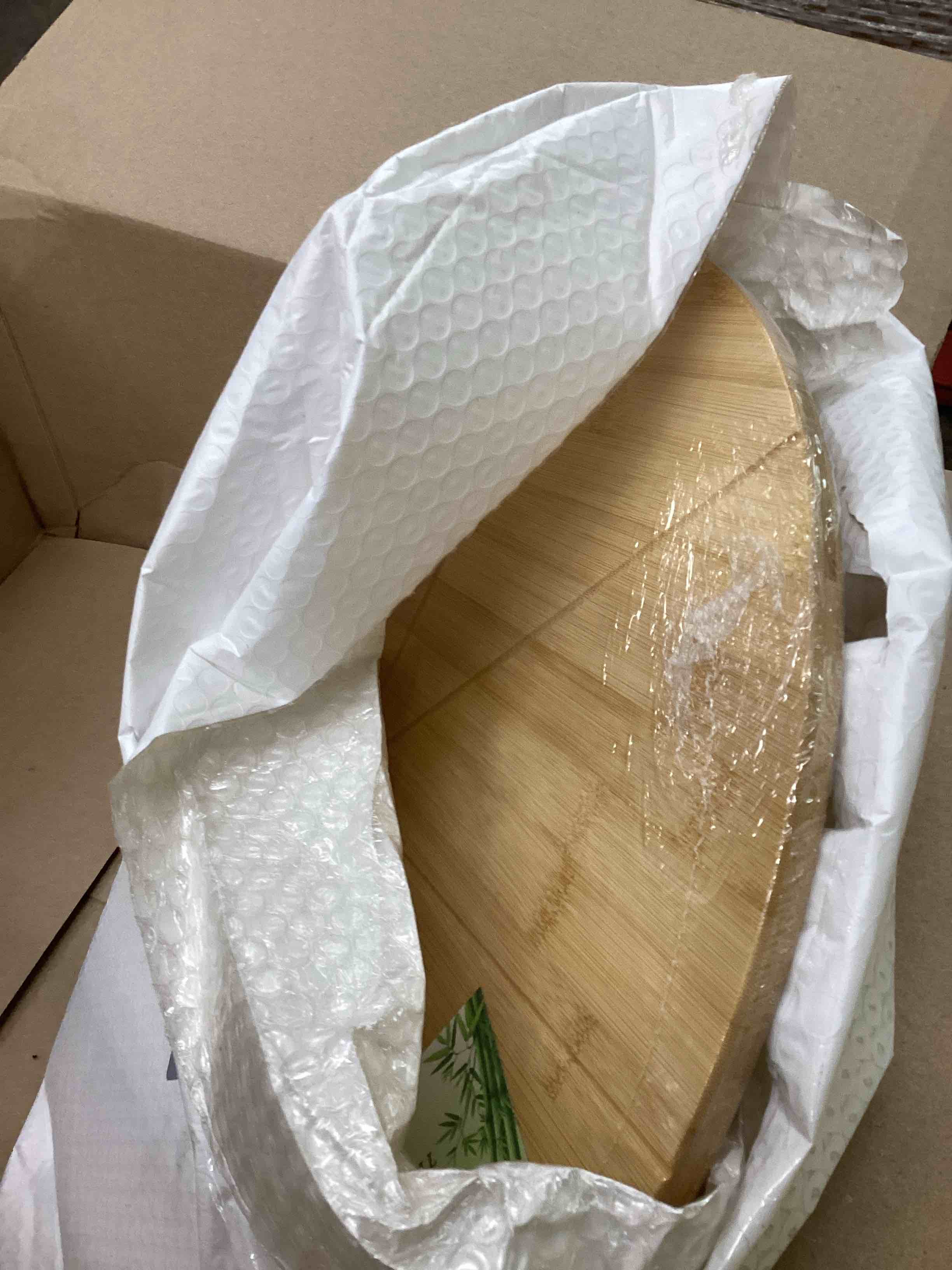 Condition photo showing New/Like New for 18" Pizza Cutting Board Extra Large Round Cutting Boards Double Sided 2XL 18inch Tray Pizza Oven Accessories Prep Board Paddle Wooden with Cutting Grooves Circular Circle Bamboo Serving Platter