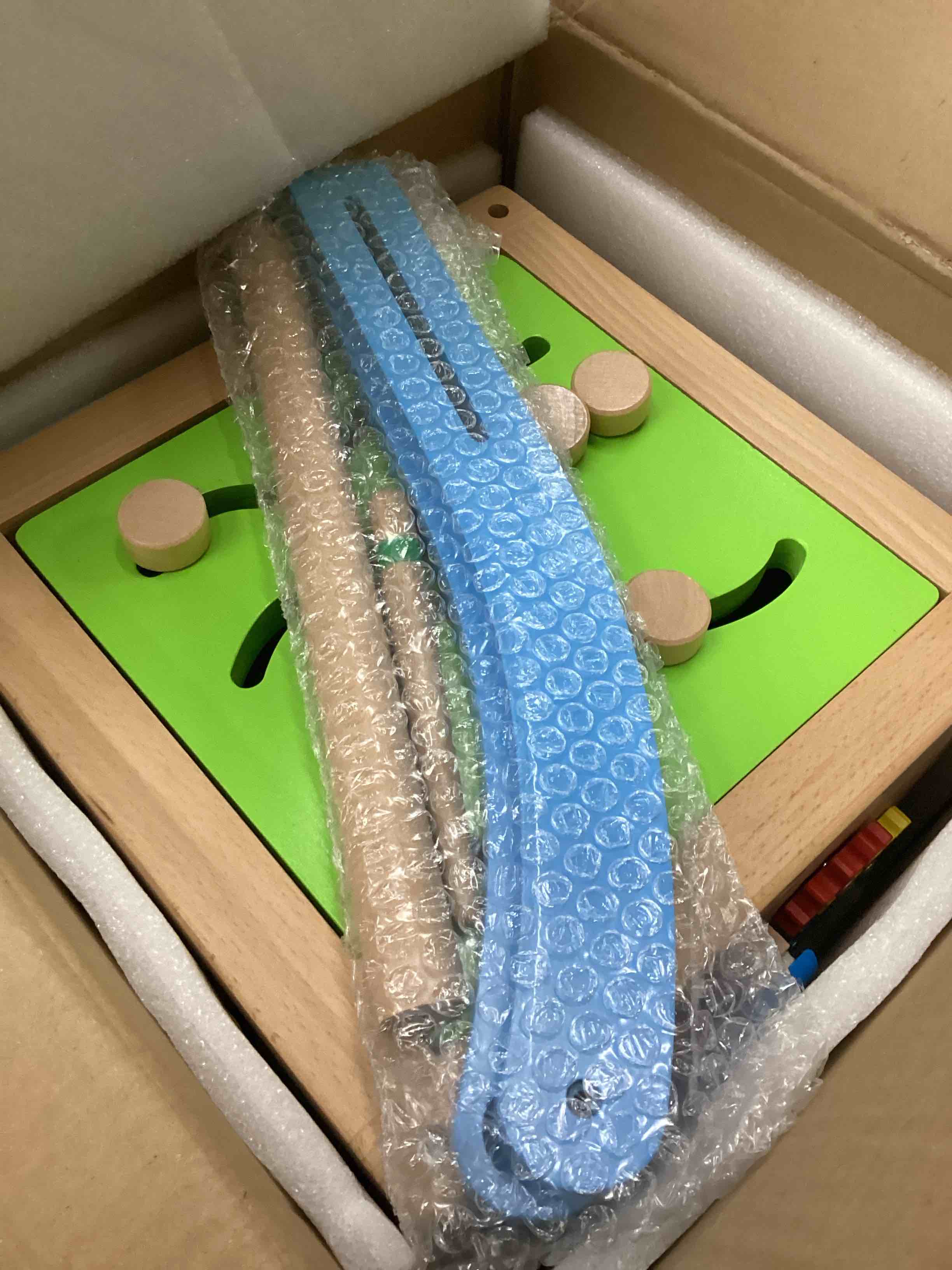 Condition photo showing Good Condition for 9-in-1 Wooden Activity Cube | Wooden Baby Walker, Sit-to-Stand Learning Walker Activity Center, Early Educational Push & Pull Toys for Baby Toddler Boys Girls, Height & Brake Adjustable Activity Cube Walker