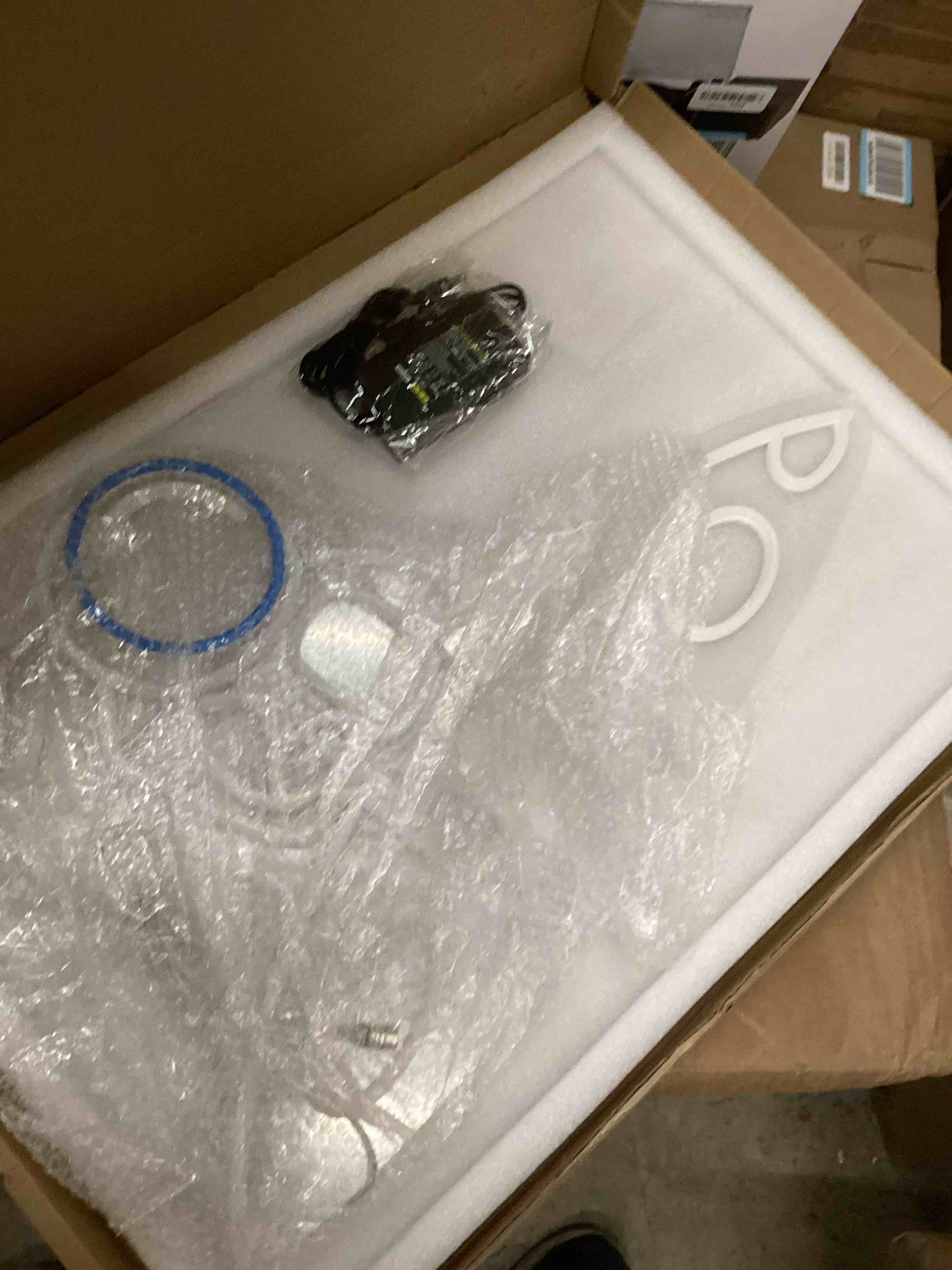 Condition photo showing As Is for Astronaut Neon Sign,Large Spaceman Standing On The Planet LED Sign Big Neon Light for Game Room Wall decor for Space Room,Birthday Gifts 12V Powered Large size 24 * 15inches