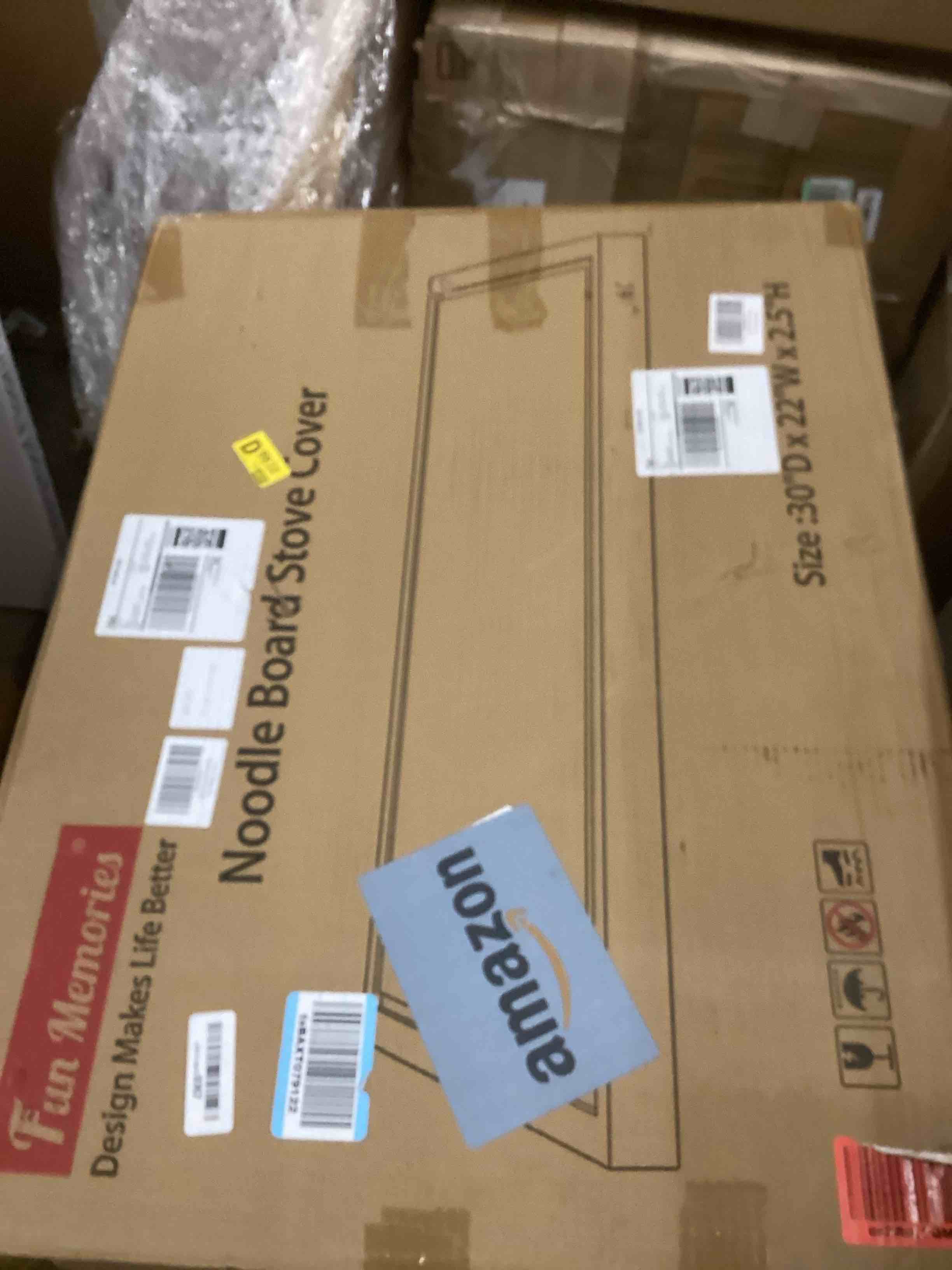 Condition photo showing New/Like New for Fun Memories Noodle Board Stove Cover - Bamboo Wood Top Covers for Electric and Gas Sink RV 30 inL x 22 inW x 2.5 inTh Raised Cutting with Legs Juice Grooves 30"x22"x2.5" Bamboo - Natural Color