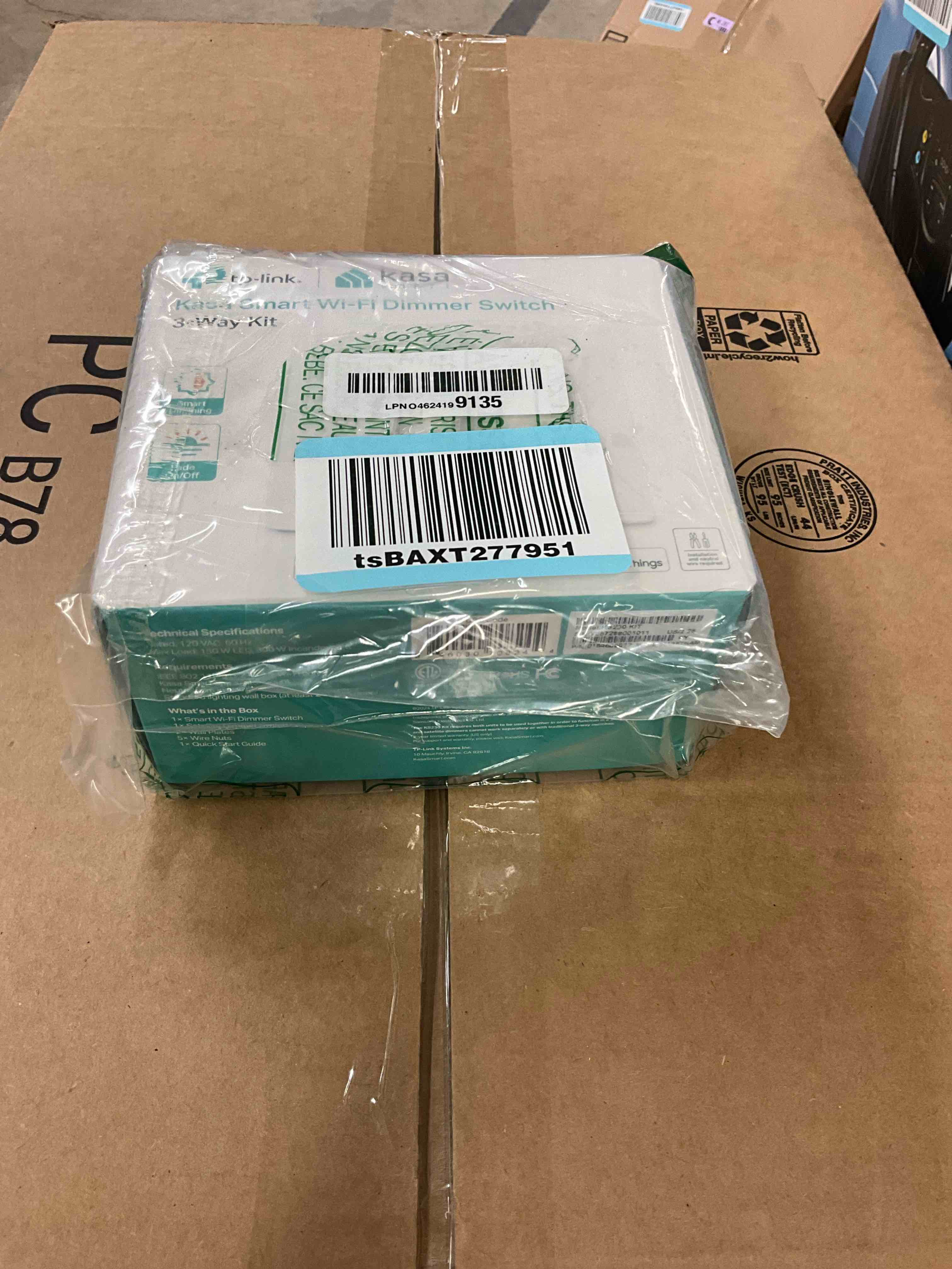 Condition photo showing Good Condition for Kasa Smart 3 Way Dimmer Switch KIT, Dimmable Light Switch Compatible with Alexa, Google Assistant and SmartThings, Neutral Wire Needed, 2.4GHz, ETL Certified, No Hub Required, White (KS230 KIT v2) 3-Way Dimmer 2 Switch KIT