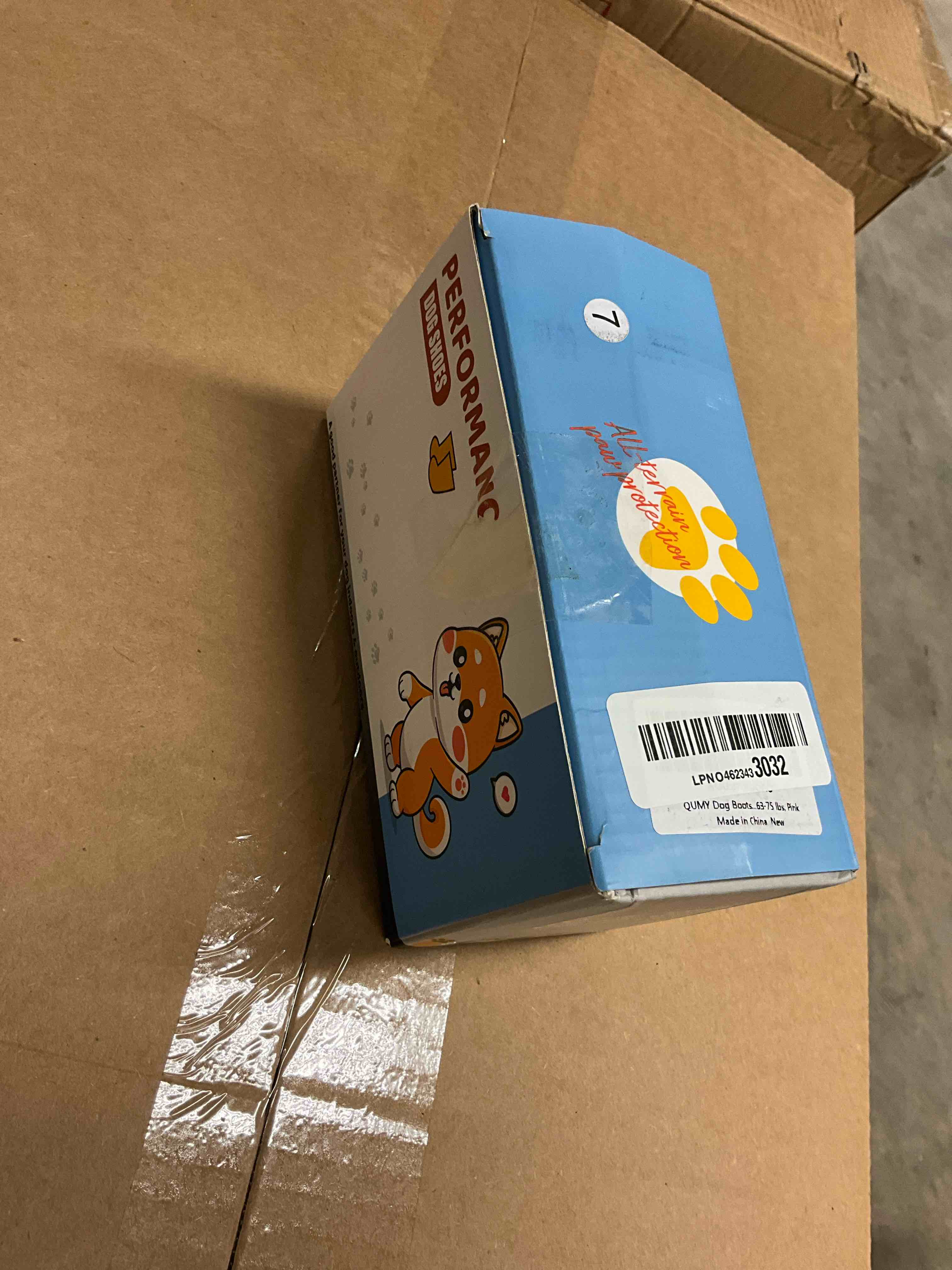 Condition photo showing New/Like New for QUMY Dog Shoes for Large Dogs, Medium Dog Boots & Paw Protectors for Winter Snowy Day, Summer Hot Pavement, Water-Resistant in Rainy Weather, Outdoor Walking, Indoor Hardfloors Skid-Resistant Sole Pink Size 7: 2.8''x3.2"(W*L) (Pack of 4)