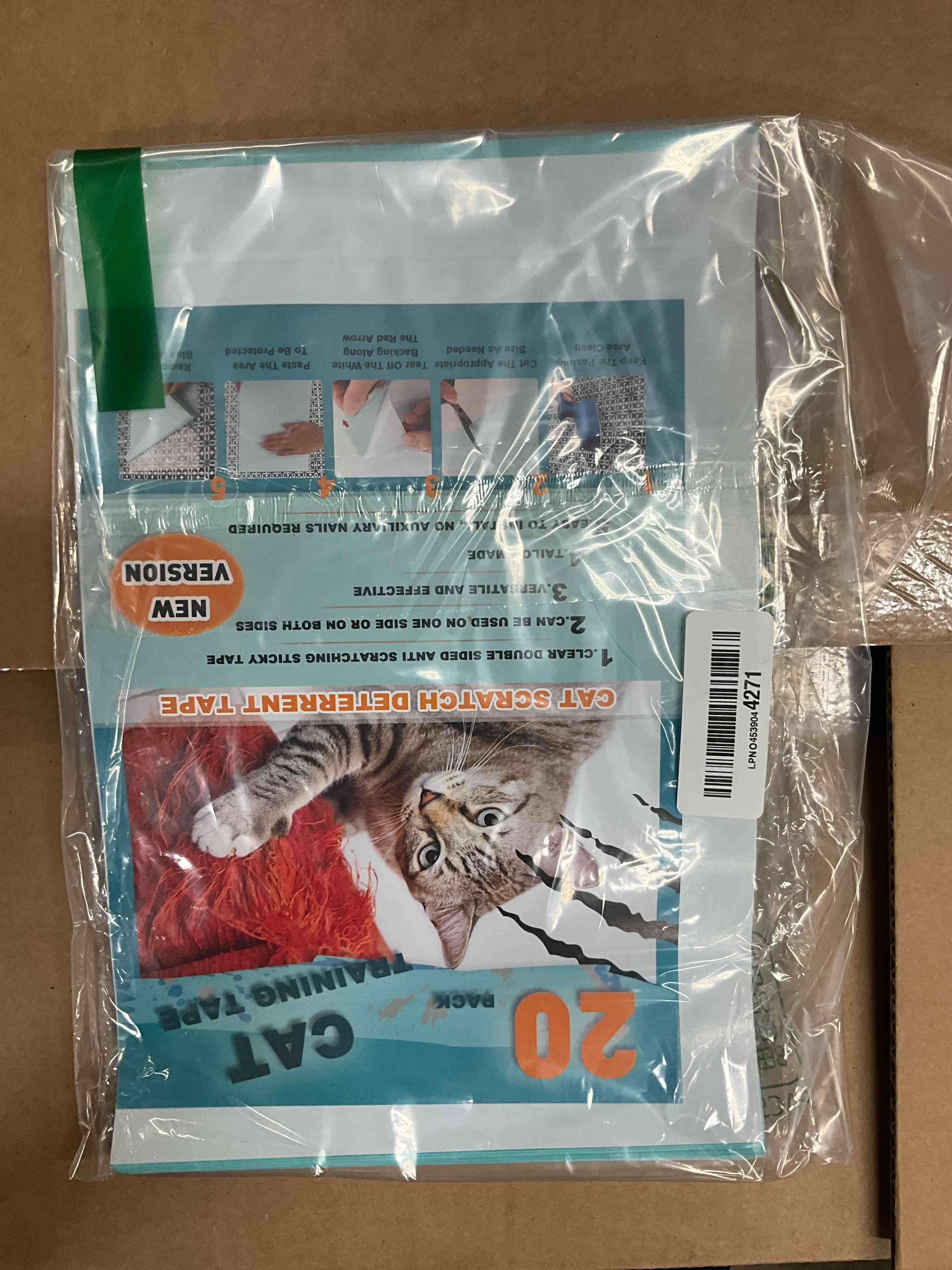 Condition photo showing New/Like New for 20pack Cat Scratch Deterrent Tape, Cat Scratch Furniture Protector, Clear Double Sided Anti Scratching Sticky Tape Couch Protector for Cats Training Tape, Cat Repellent for Furniture