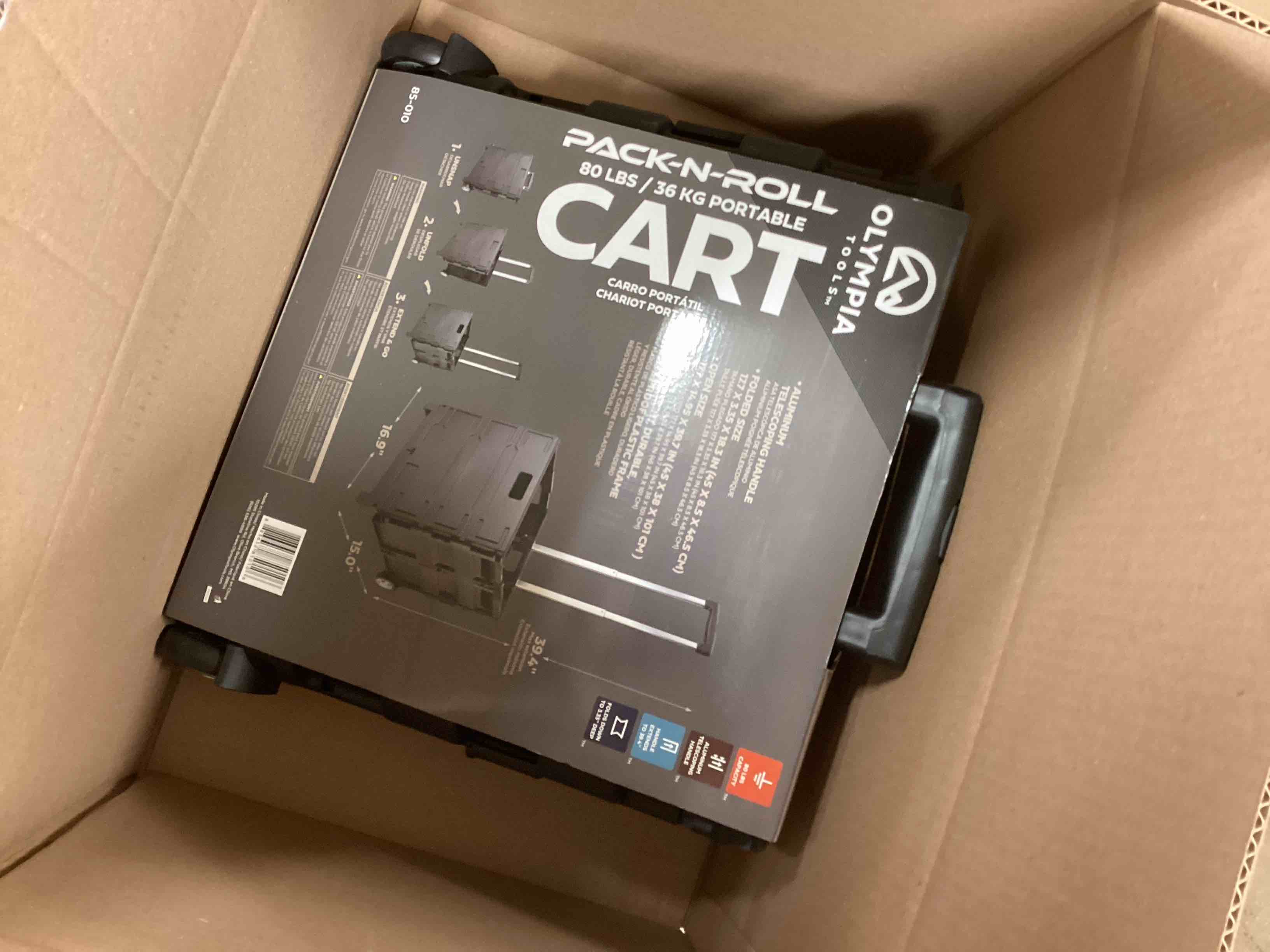 Condition photo showing New/Like New for Olympia Tools 85-010 Grand Pack-N-Roll Portable Tools Carrier with Telescopic Handle, 80 Lb. Load Capacity, Black