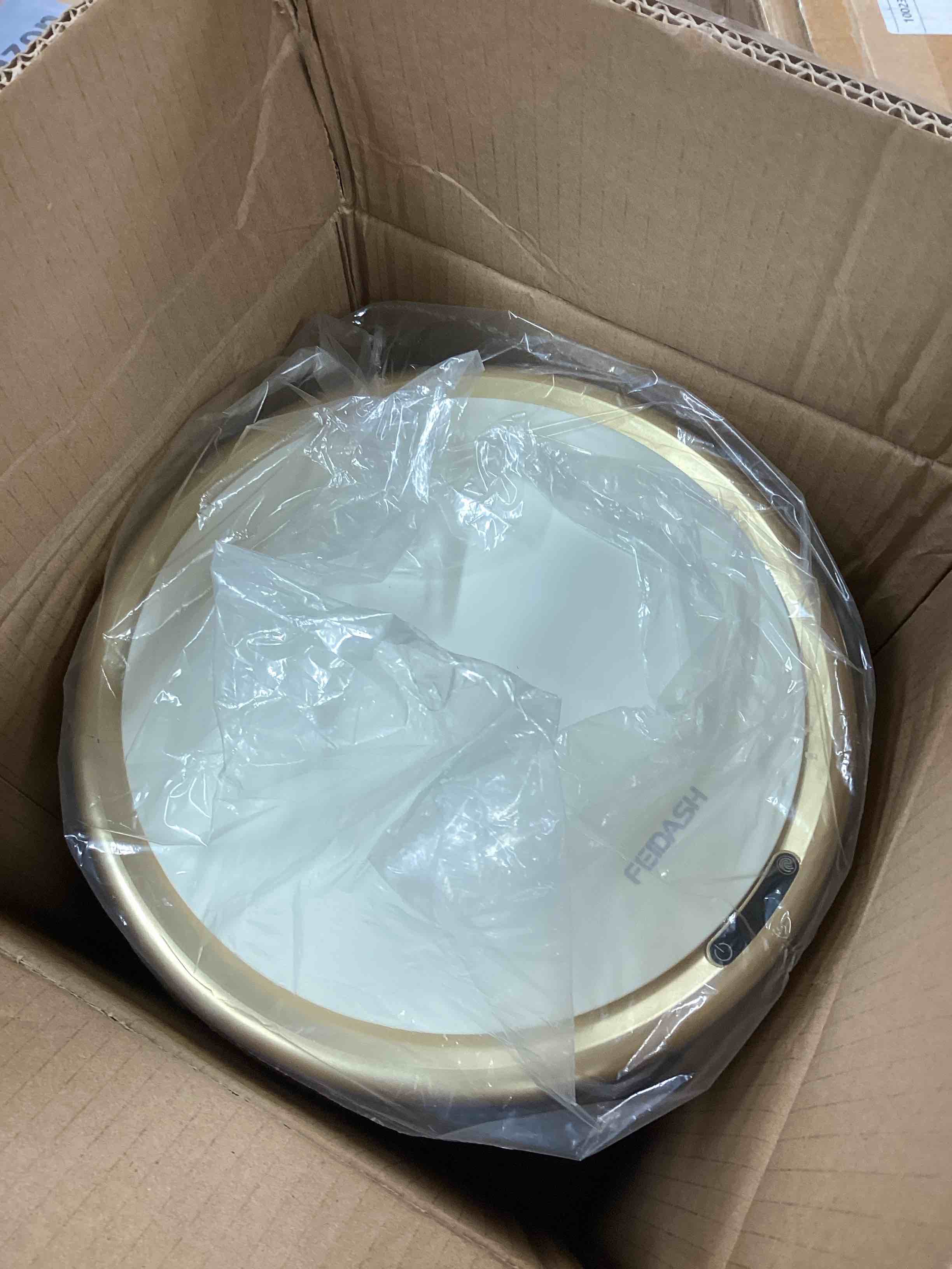 Condition photo showing Good Condition for URALFA 3.7 Gallon Motion Sensor Bathroom Trash Can with Lid?Automatic Waterproof Touchless Garbage Can, Smart Plastic Trash Bins Suitable for Toilet, Office, Bedroom, Kitchen (Cream White) Cream White 3.7 Gallon