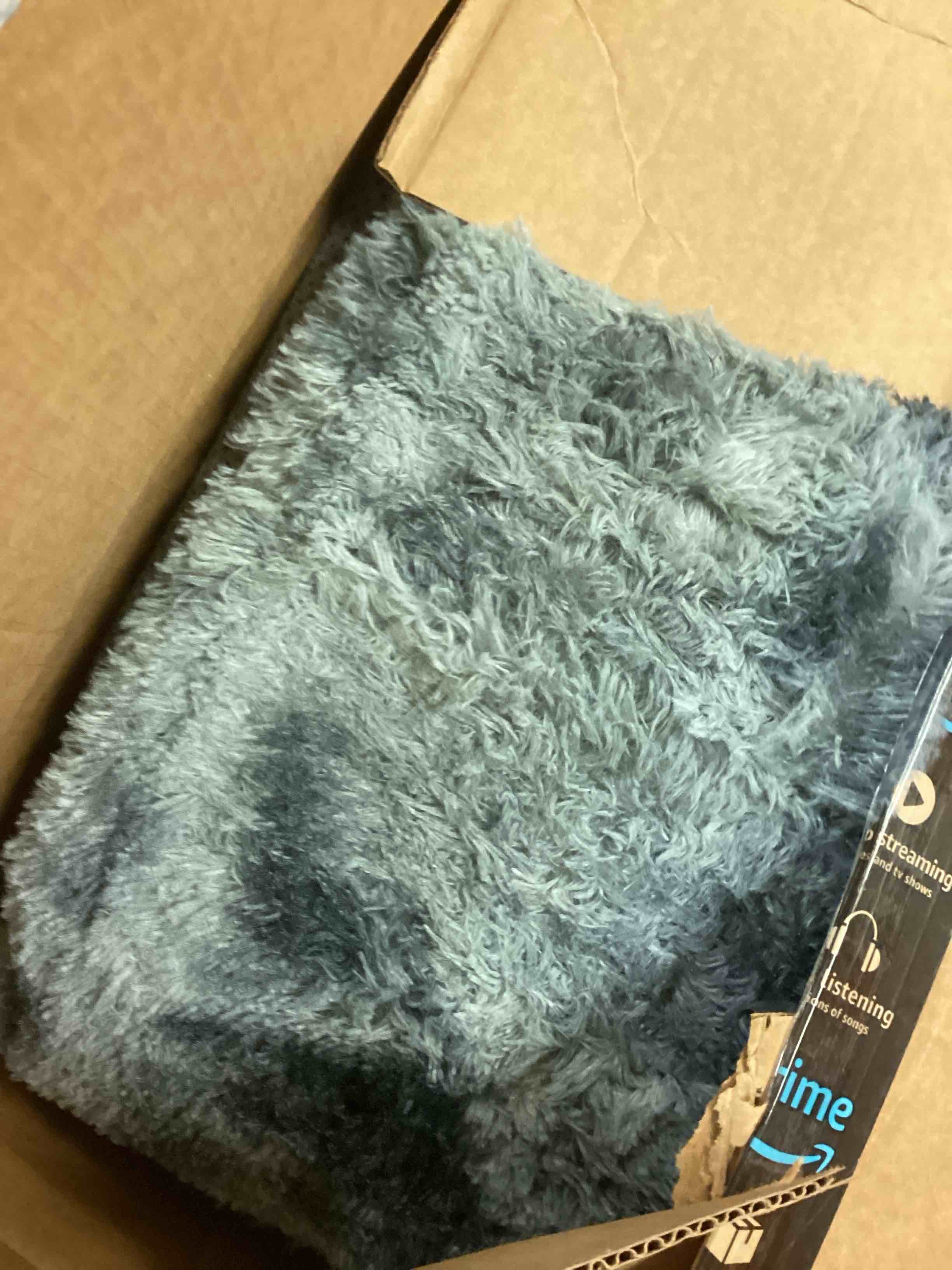 Condition photo showing Good Condition for Area Rug 9x12 for Living Room - Large Shag Soft Grey Rug for Bedroom - Modern Non-Slip Plush Fuzzy Floor Carpet Tie-Dyed Dark Gray Tie-dyed Dark Gray 9' x 12' (Rectangular)