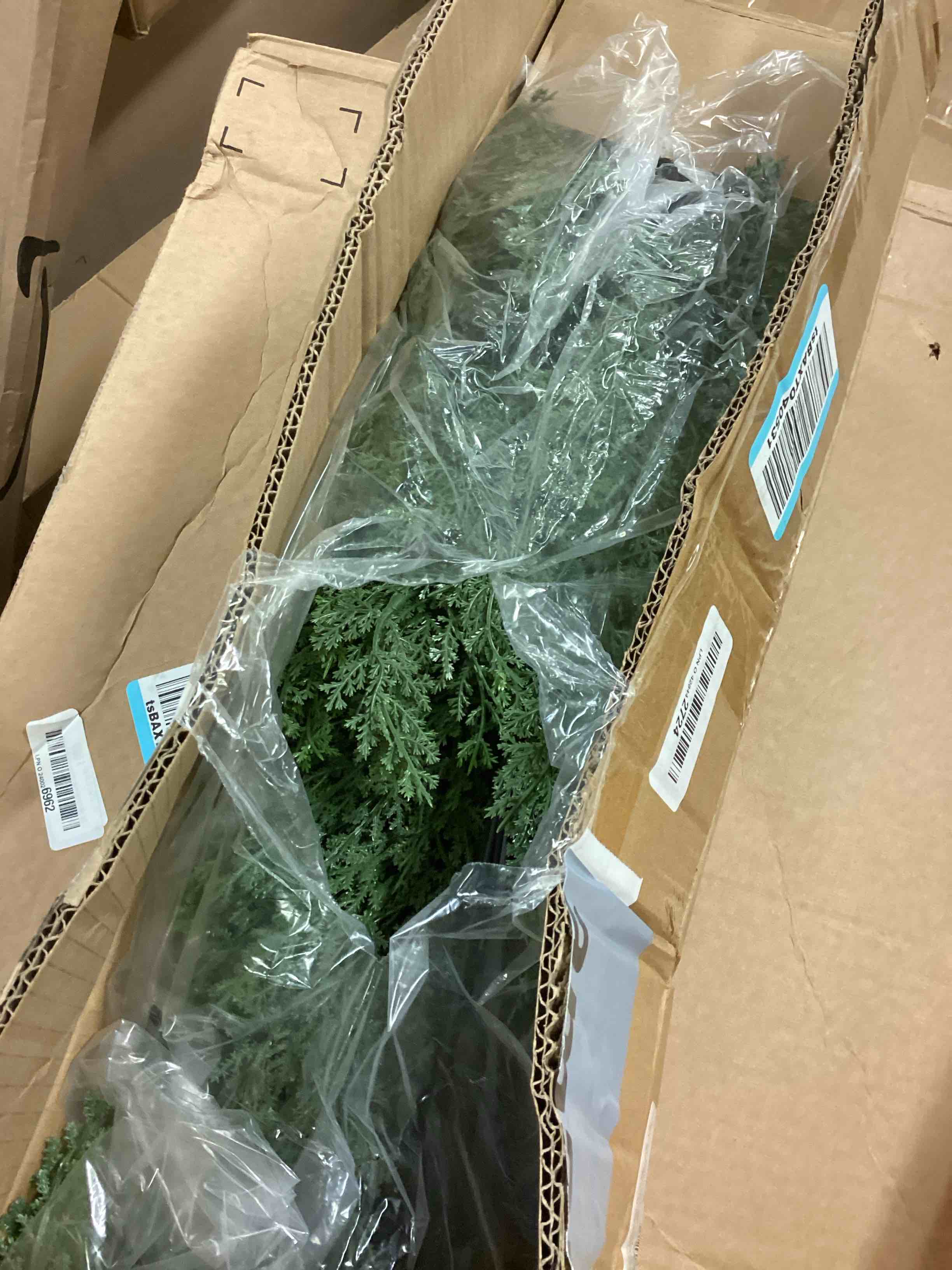 Condition photo showing Good Condition for 3FT Artificial Cedar Topiary Trees with Ground Spike, Set of 2 UV Resistant Fake Evergreen Bushes Shrubs Trees Artificial Plants Realistic Faux Cypress Plants for Indoor Outdoor Front Porch Garden