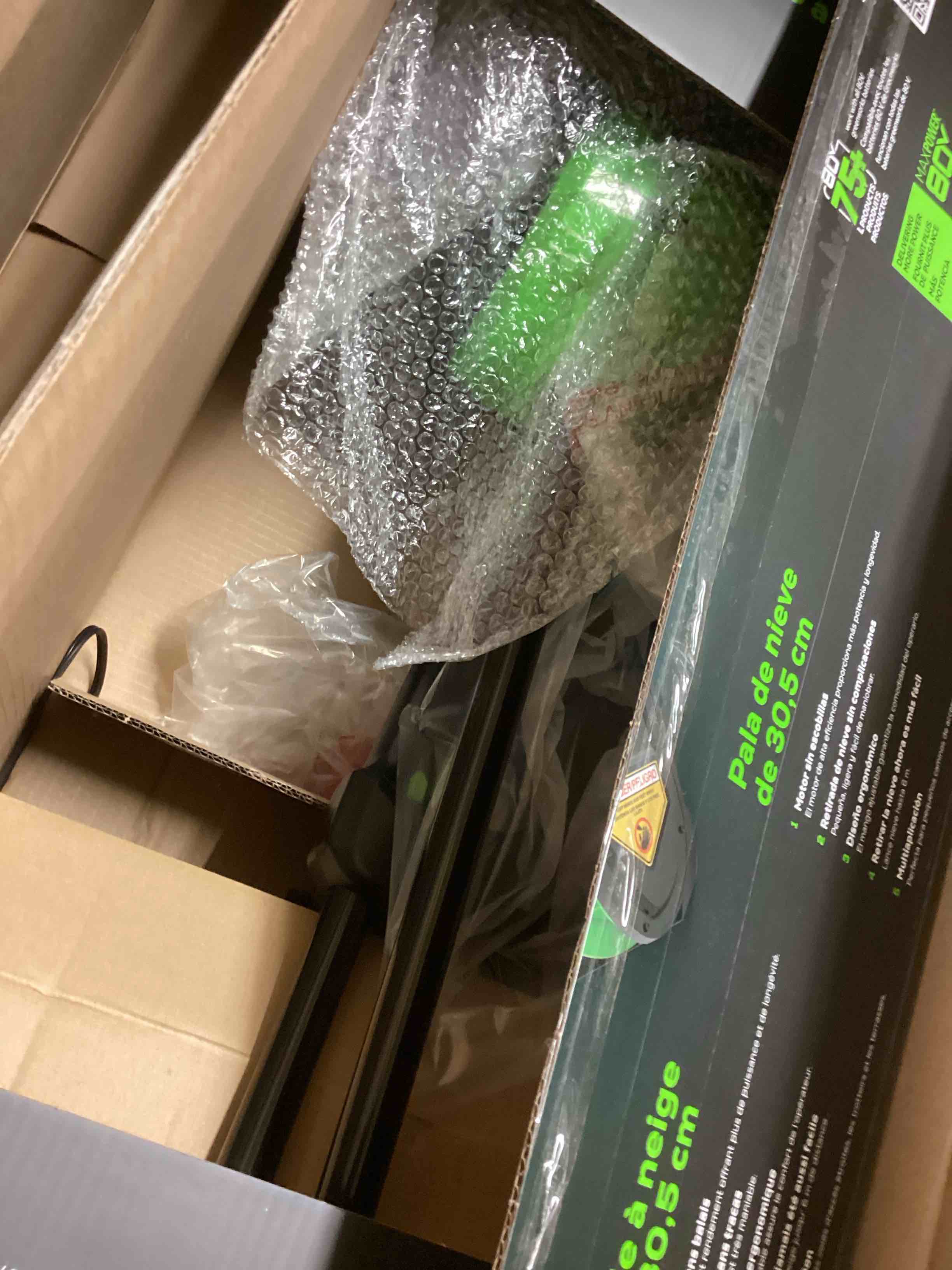 Condition photo showing New/Like New for Greenworks - 80V 12” Cordless Brushless Snow Shovel with 2.0 Ah Battery and Rapid Charger - Black/Green