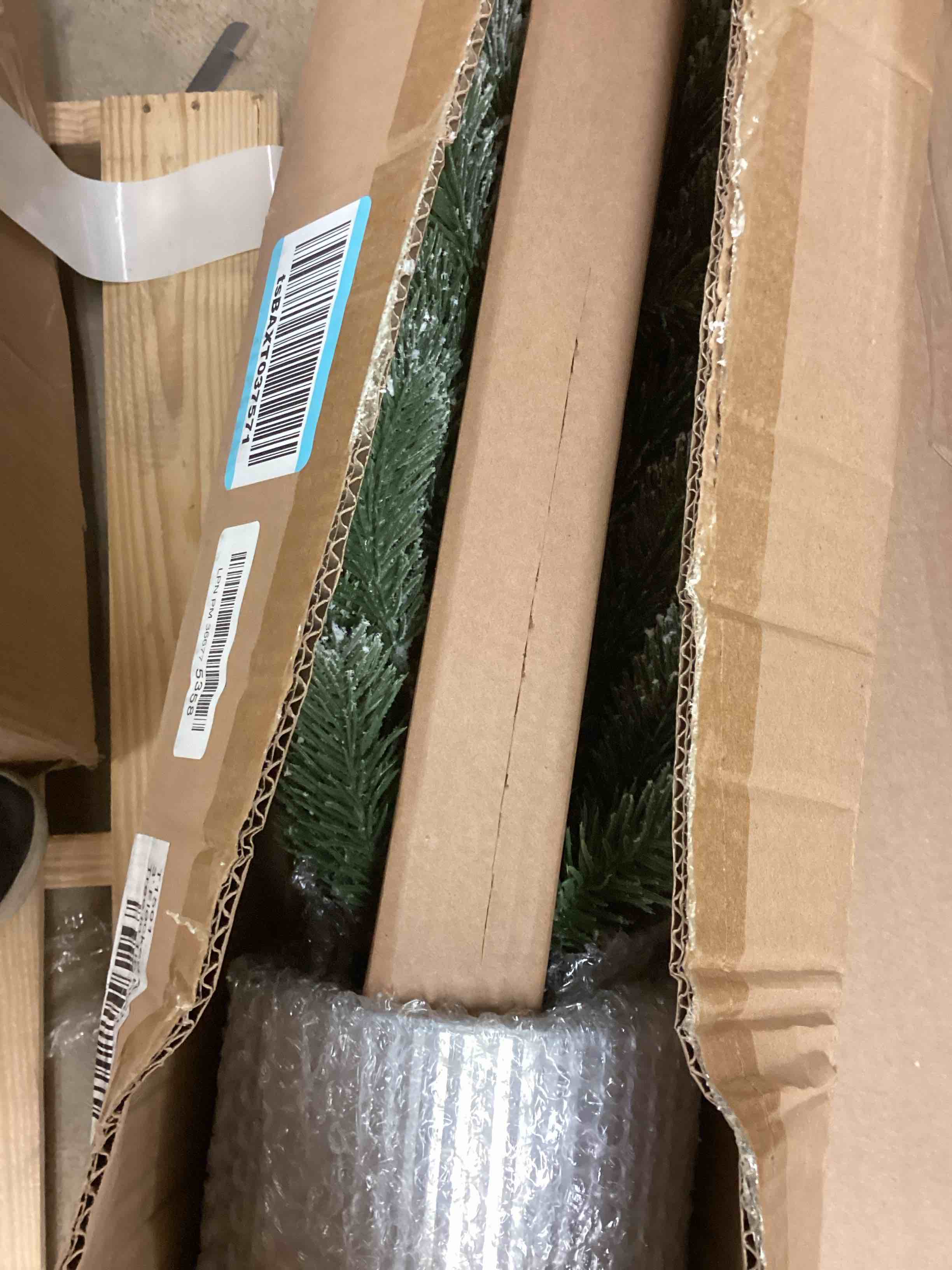 Condition photo showing New/Like New for Nearly Natural 3ft. Flocked Christmas Artificial Pine Tree in Tin Planter