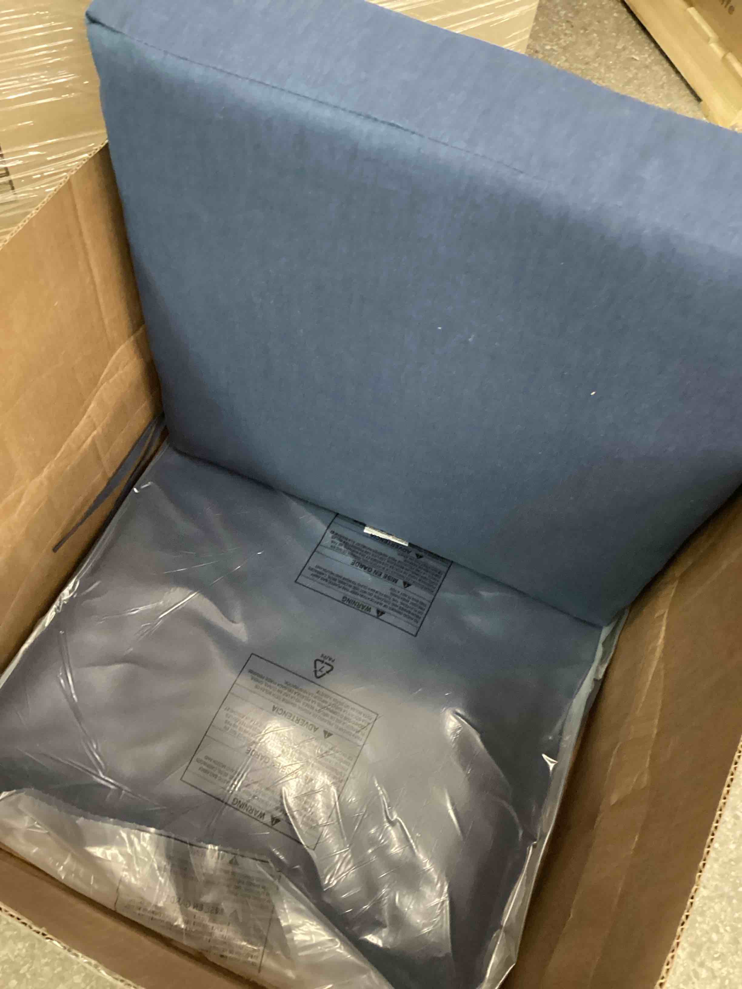 Condition photo showing Good Condition for Arden Outdoor Deep Seat Cushion Set, 24 in x 24 in, Weather-Proof, Rain-Proof, Fade Resistant Patio Cushion for Chair, Sofa, and Couch Sapphire Blue Leala Polyfill Sapphire Blue Leala 24" x 24"
